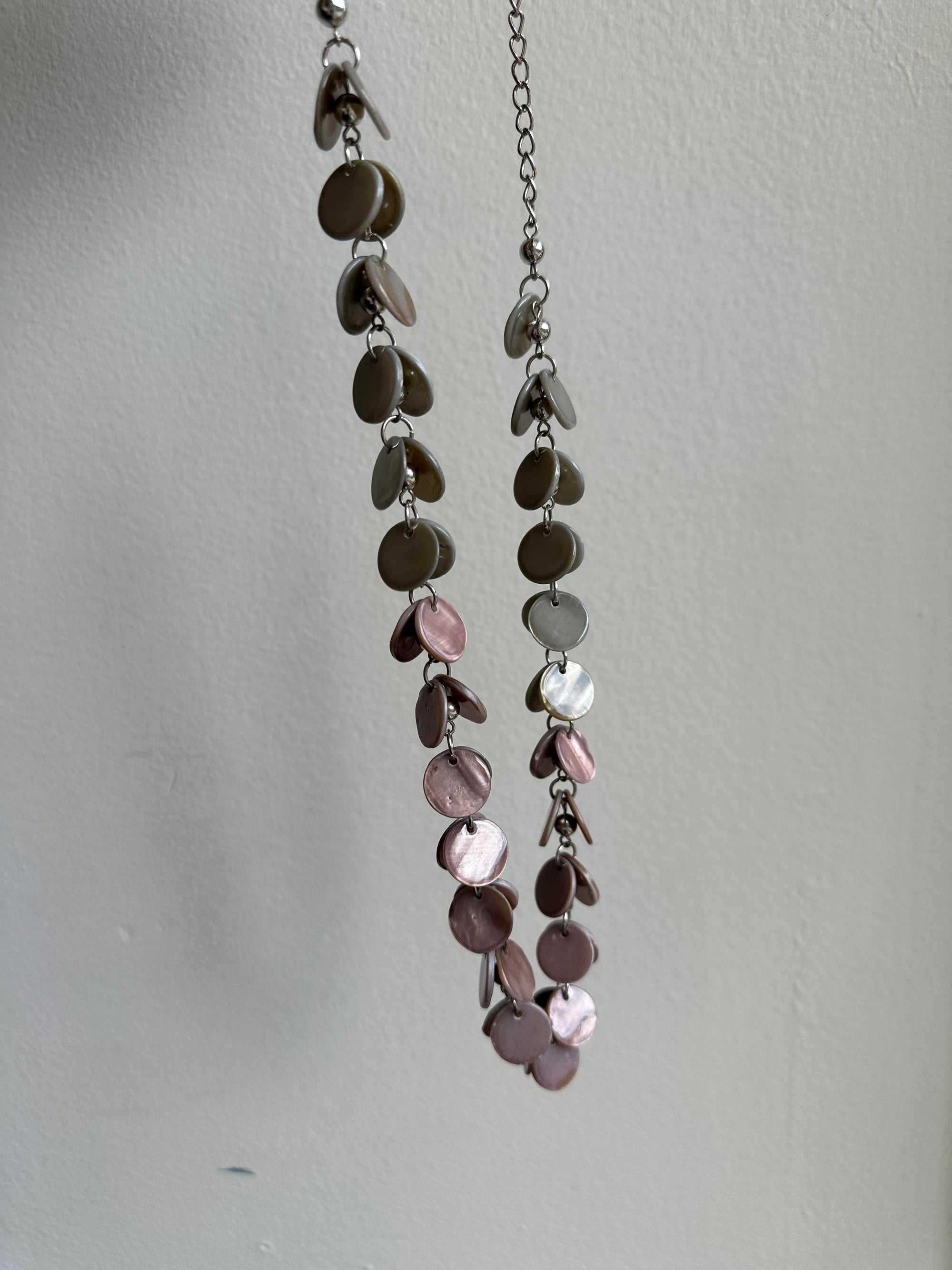 Vintage Pink + Grey Mother of Pearl Shell Necklace