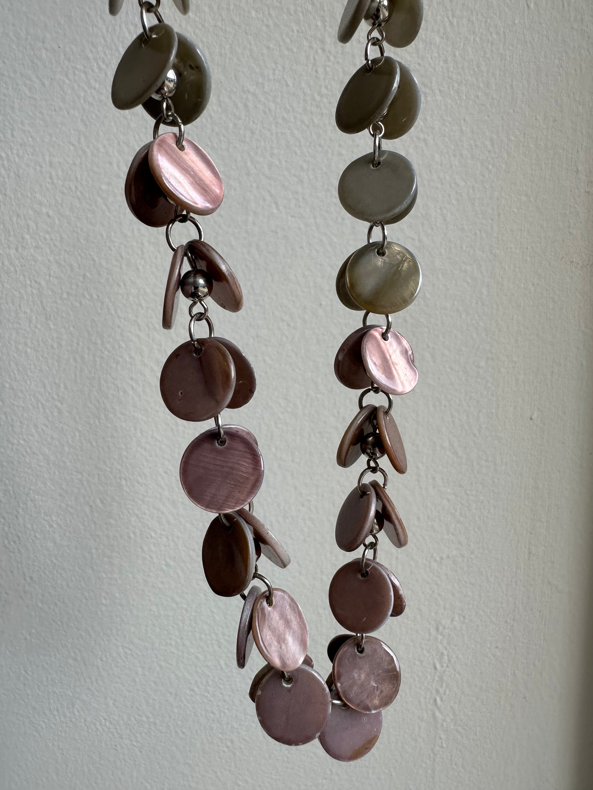 Vintage Pink + Grey Mother of Pearl Shell Necklace