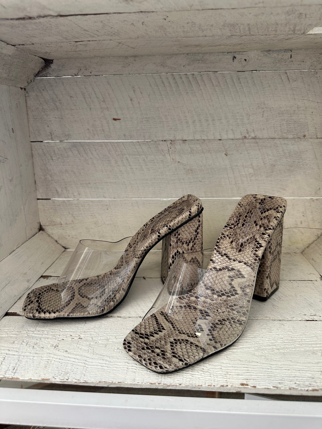 Vintage 90s Snakeskin Block Heels | Size Women’s 9