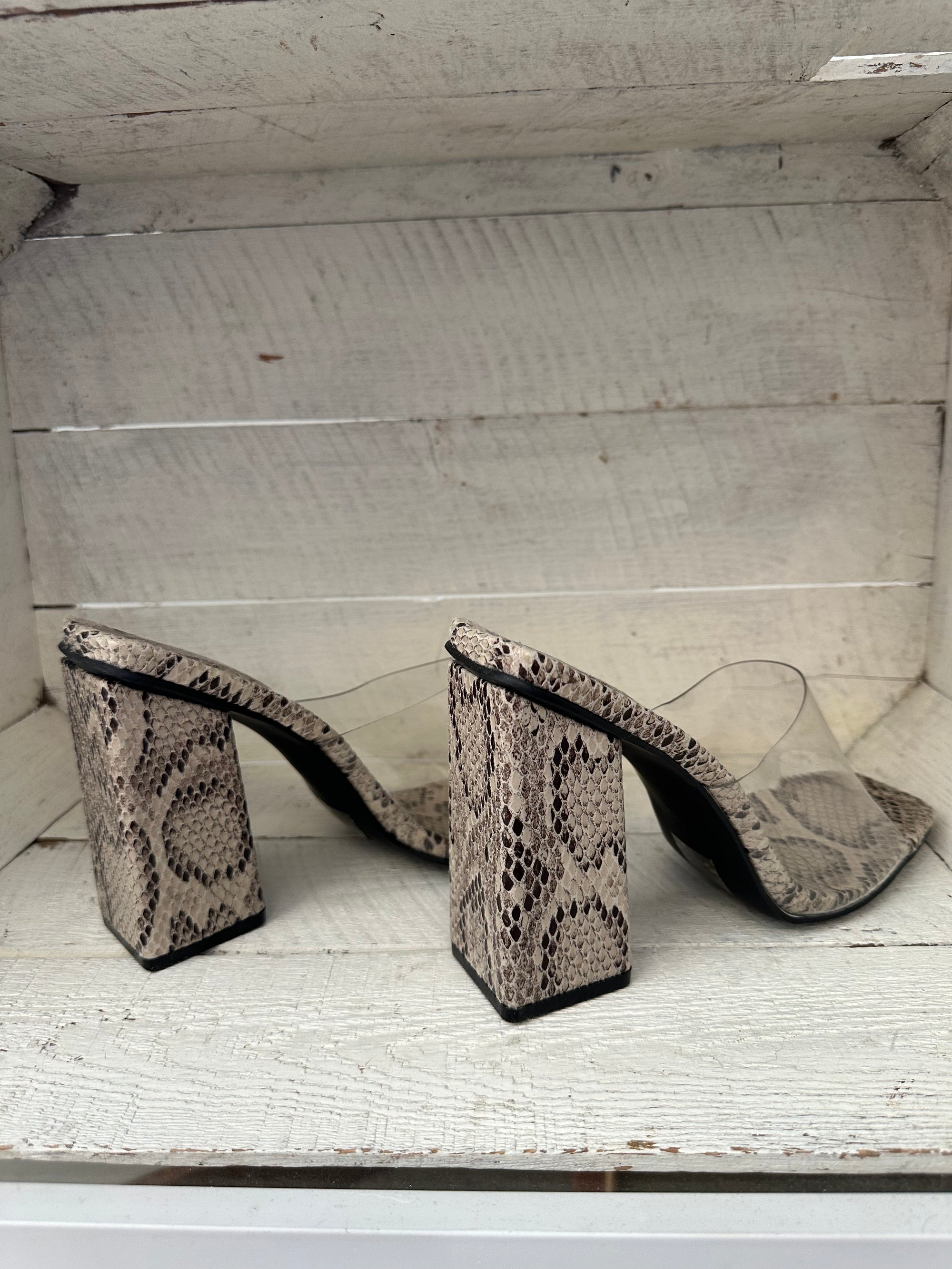 Vintage 90s Snakeskin Block Heels | Size Women’s 9