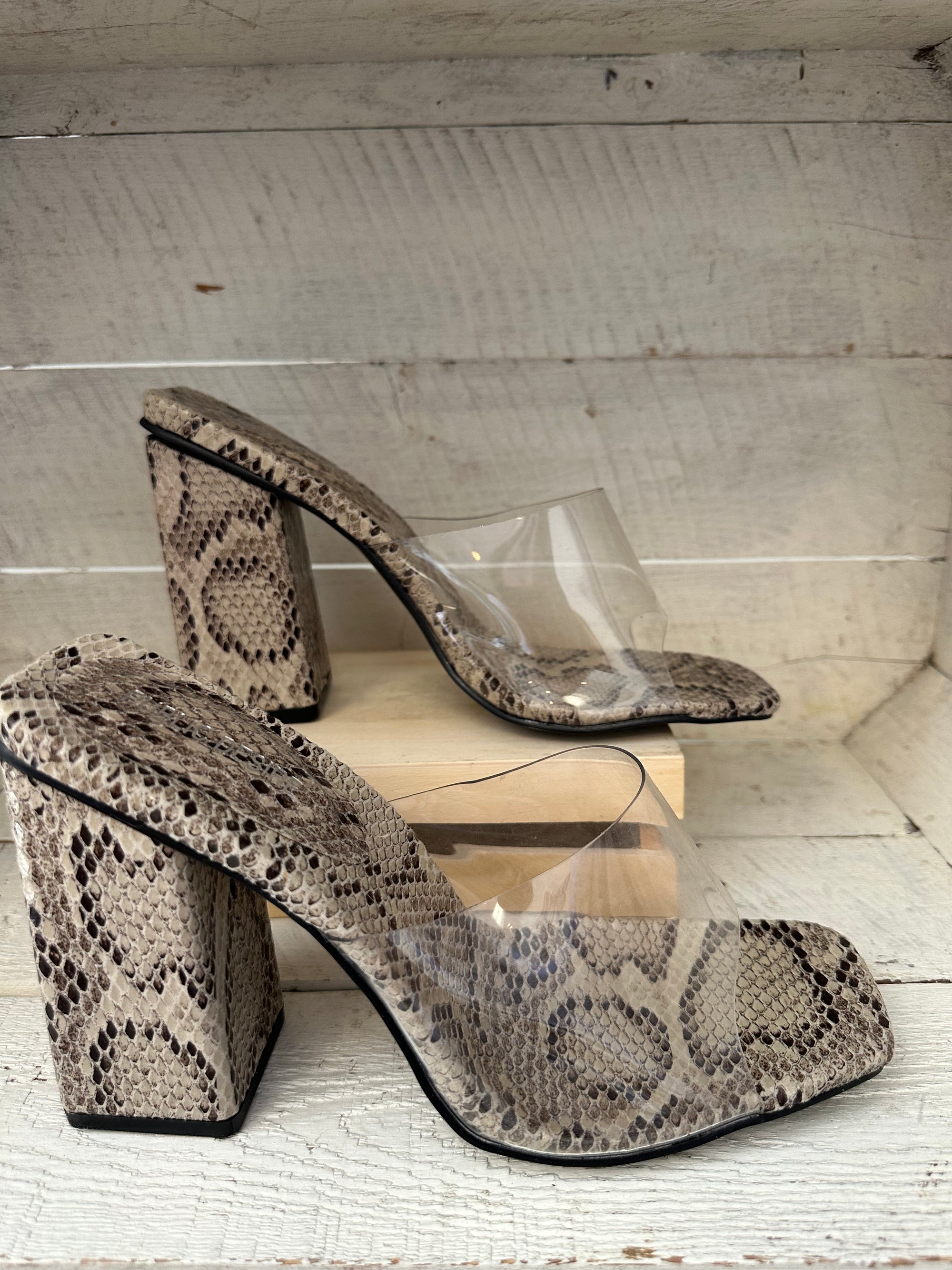 Vintage 90s Snakeskin Block Heels | Size Women’s 9