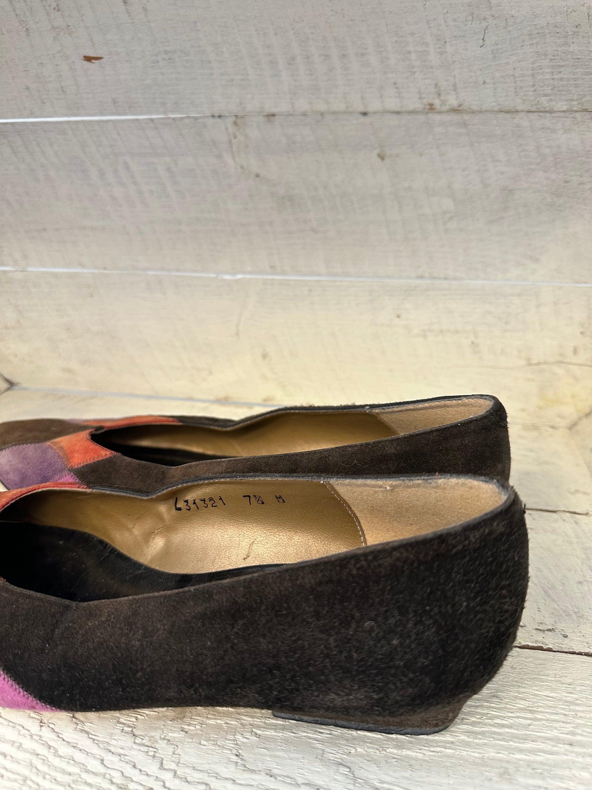 Vintage Caressa 1980s Tri-Colored Suede Flats | Made in Spain | Size Women’s 7.5