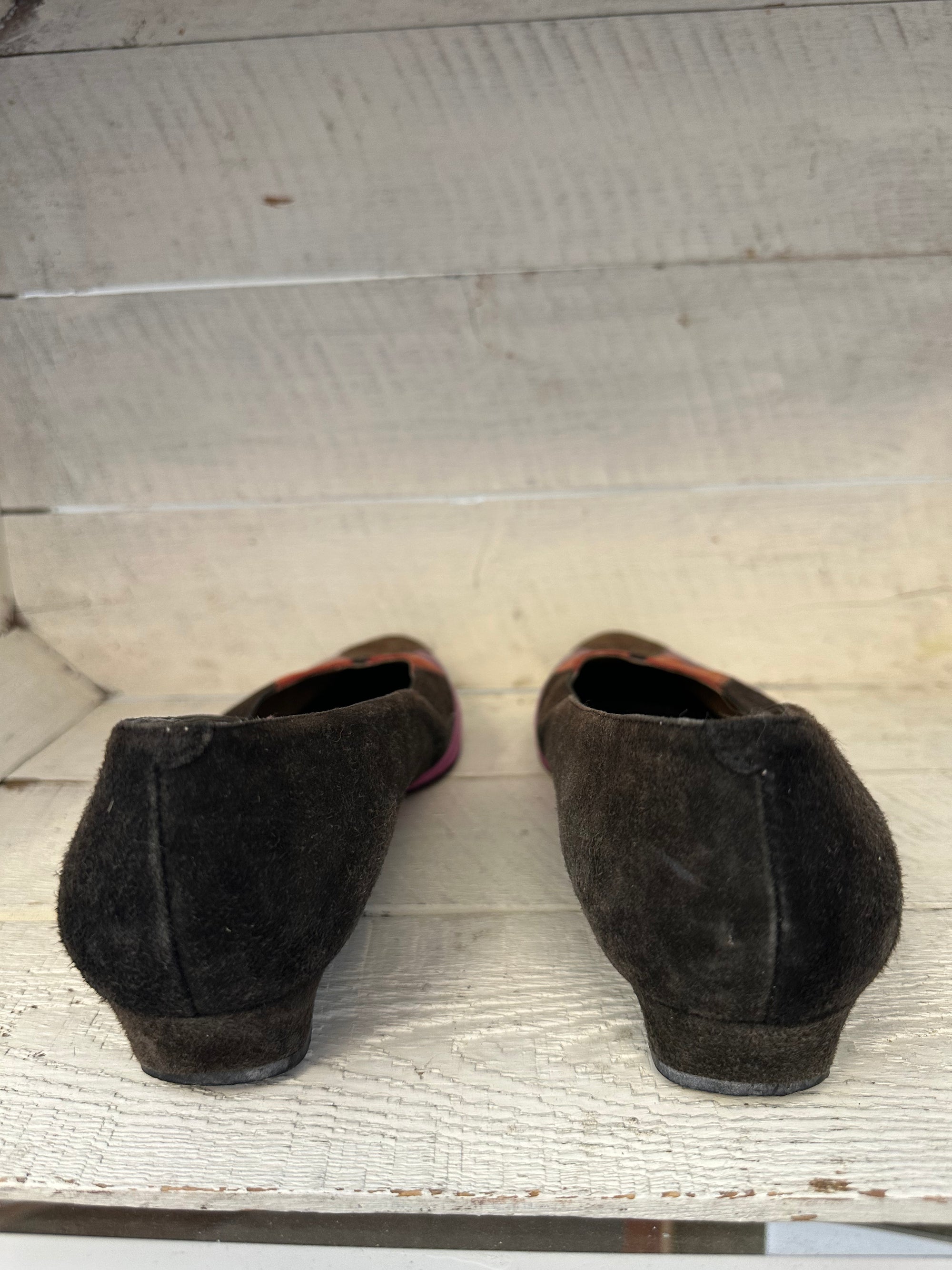 Vintage Caressa 1980s Tri-Colored Suede Flats | Made in Spain | Size Women’s 7.5