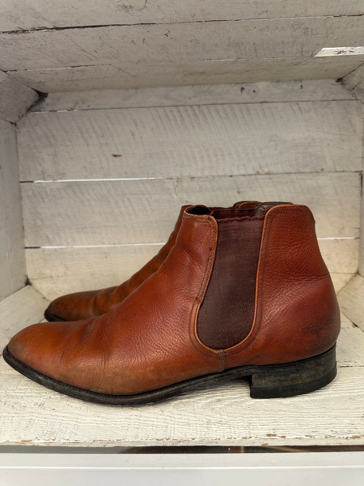 Vintage Cognac Leather Slip On Boots | Men’s Size 9.5