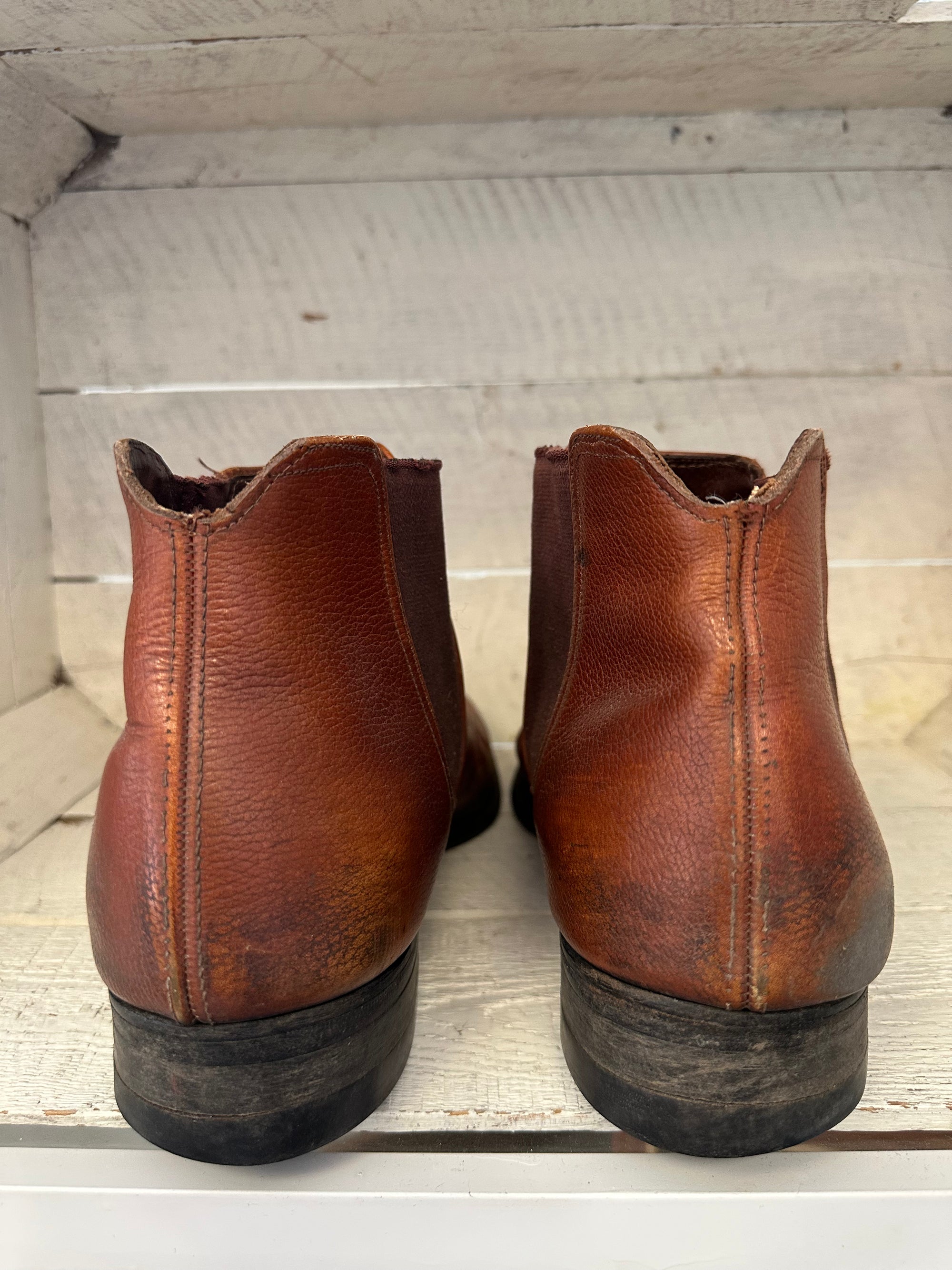 Vintage Cognac Leather Slip On Boots | Men’s Size 9.5