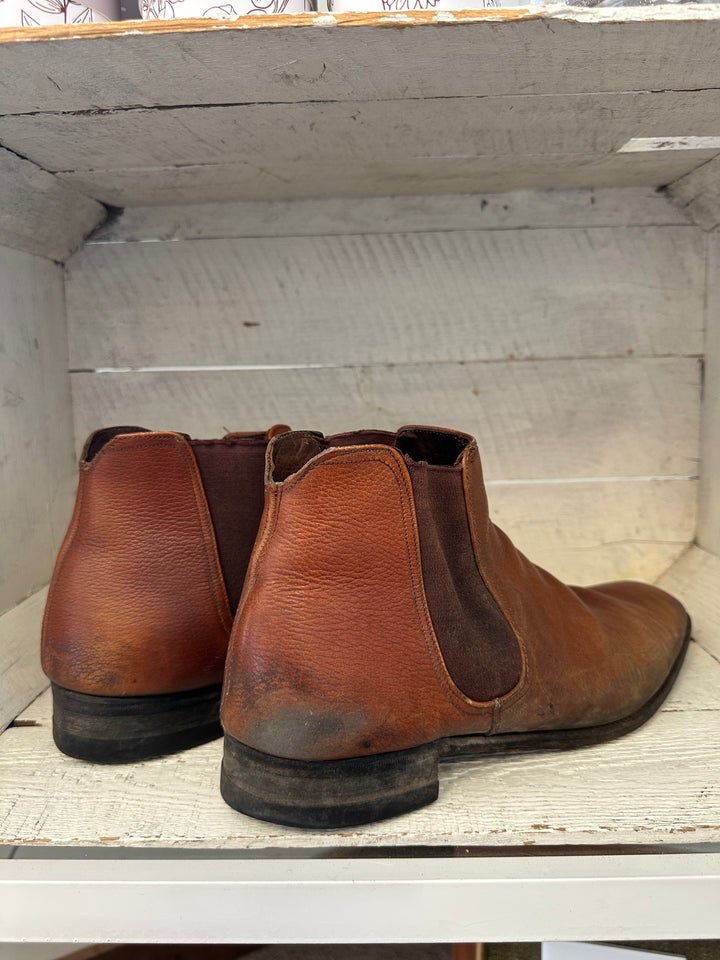 Vintage Cognac Leather Slip On Boots | Men’s Size 9.5
