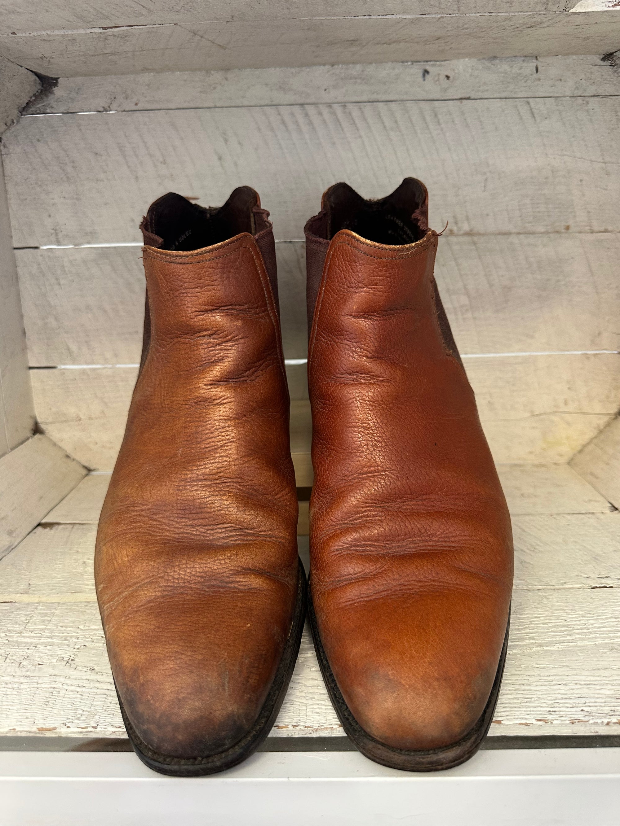 Vintage Cognac Leather Slip On Boots | Men’s Size 9.5