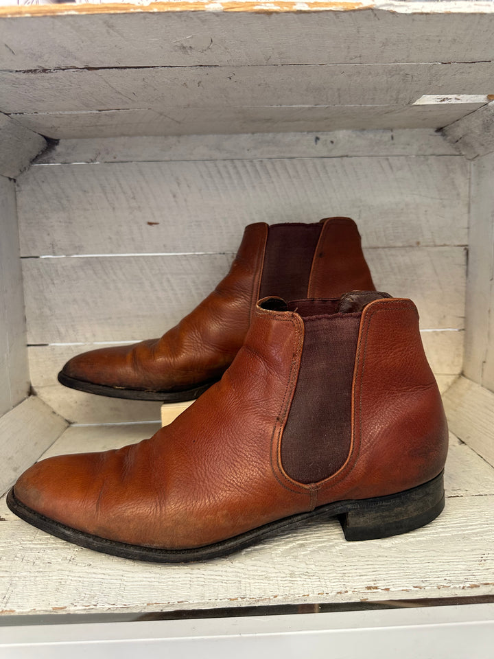 Vintage Cognac Leather Slip On Boots | Men’s Size 9.5