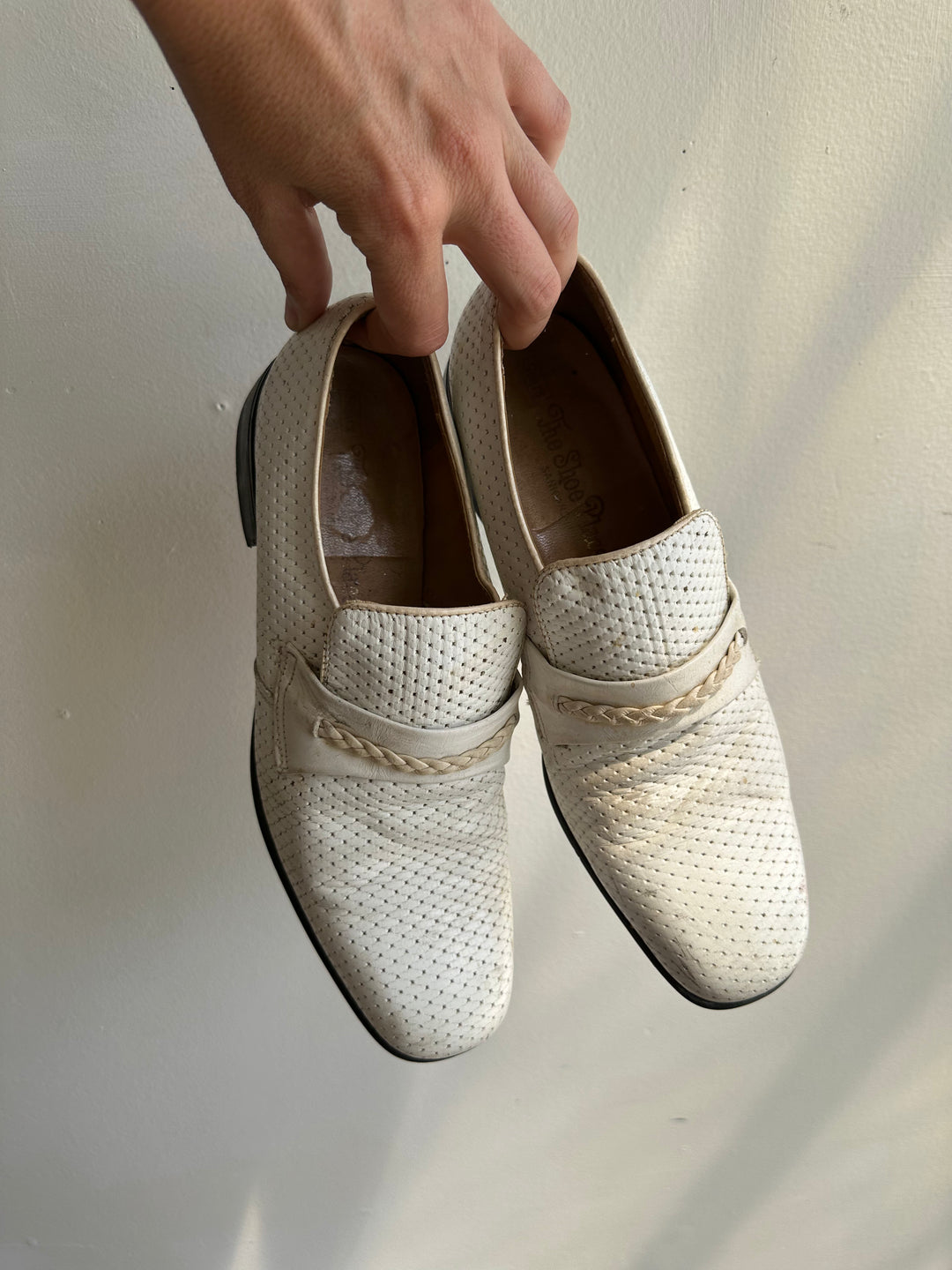 Vintage White Leather Penny Loafers | Men’s 9.5