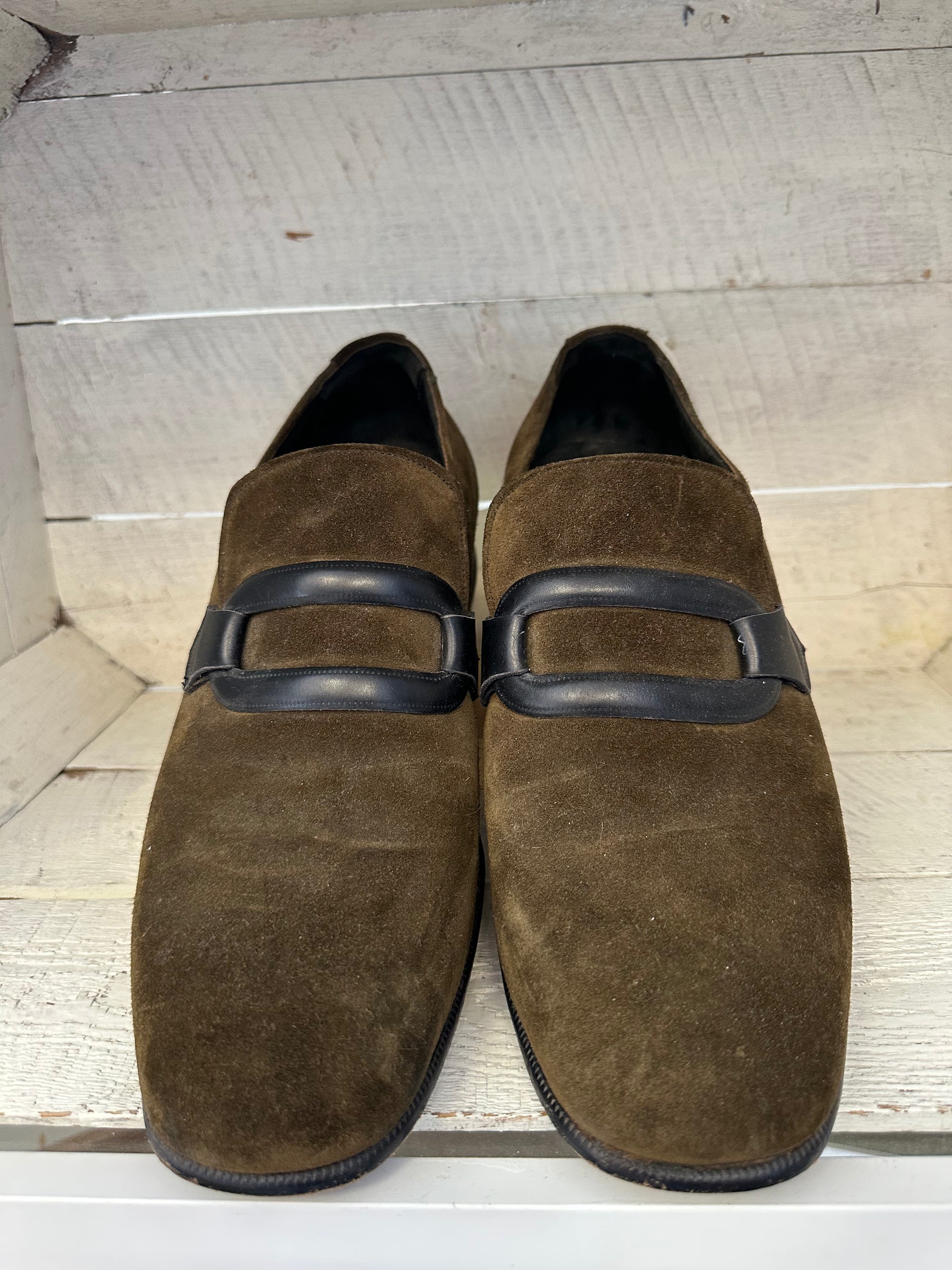 Vintage Olive Green Suede Florsheim Loafers | Size Men’s 9.5