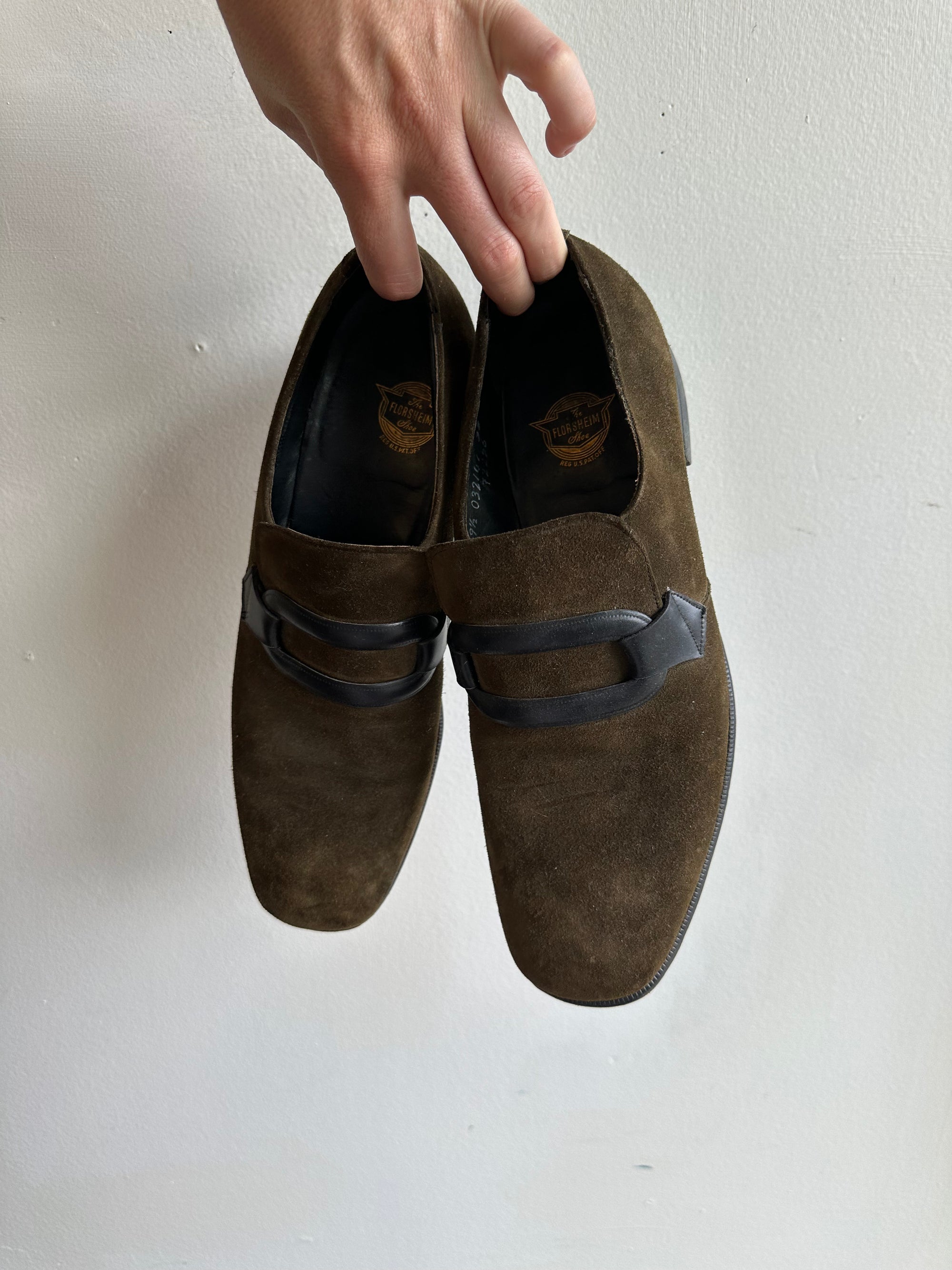 Vintage Olive Green Suede Florsheim Loafers | Size Men’s 9.5