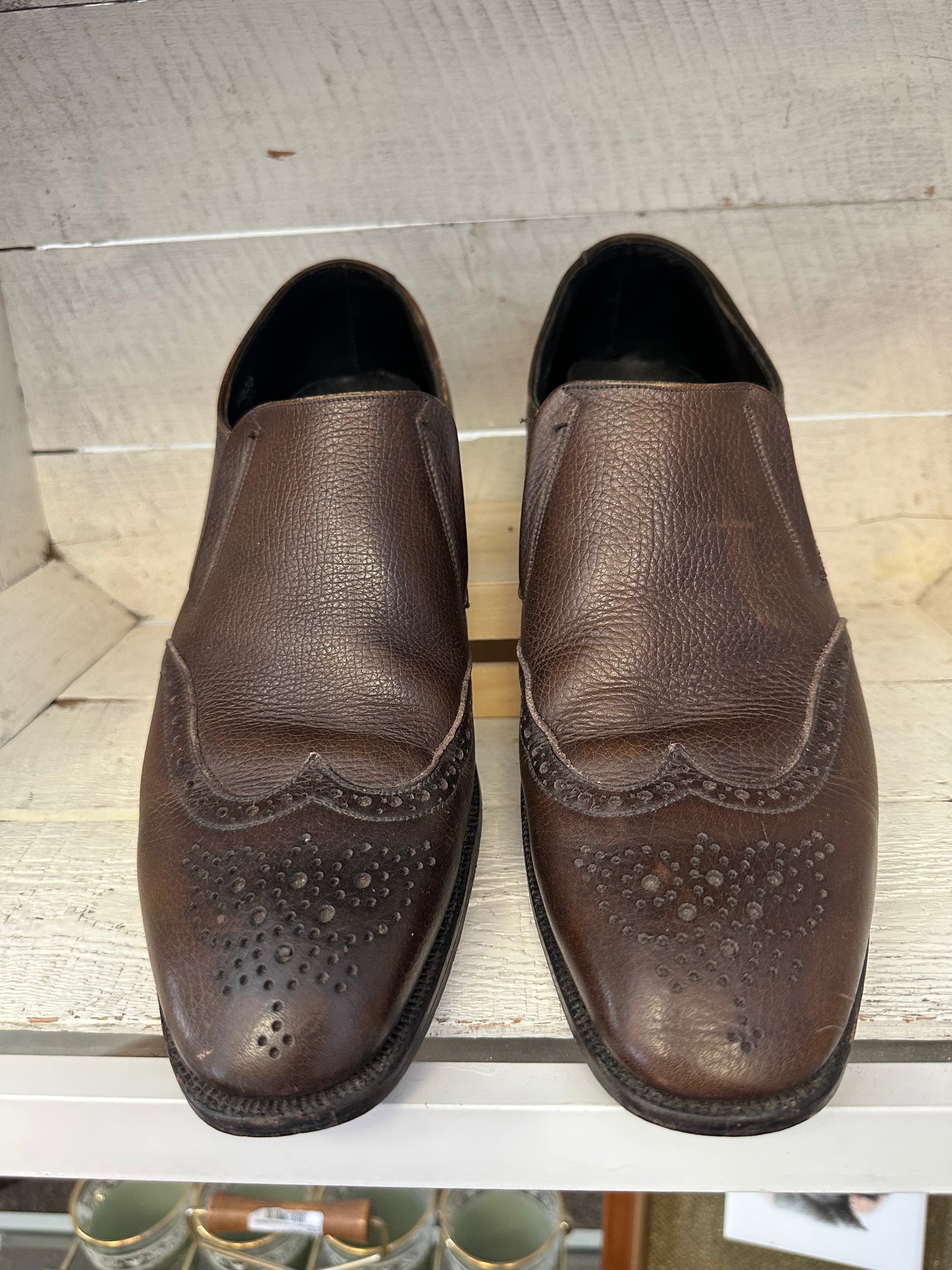 Vintage Dark Brown Leather Dress Loafer | Size Mens 9.5