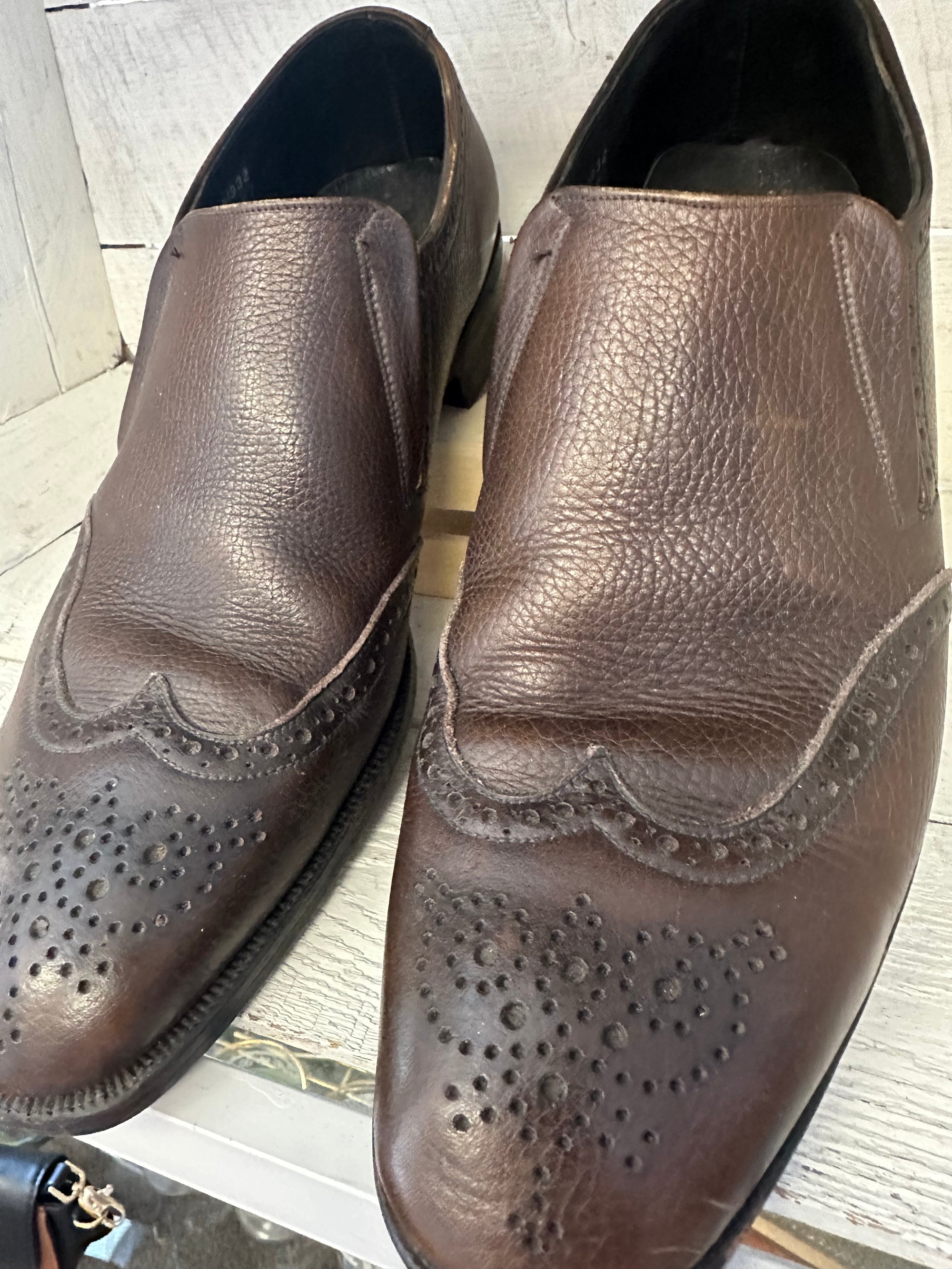 Vintage Dark Brown Leather Dress Loafer | Size Mens 9.5