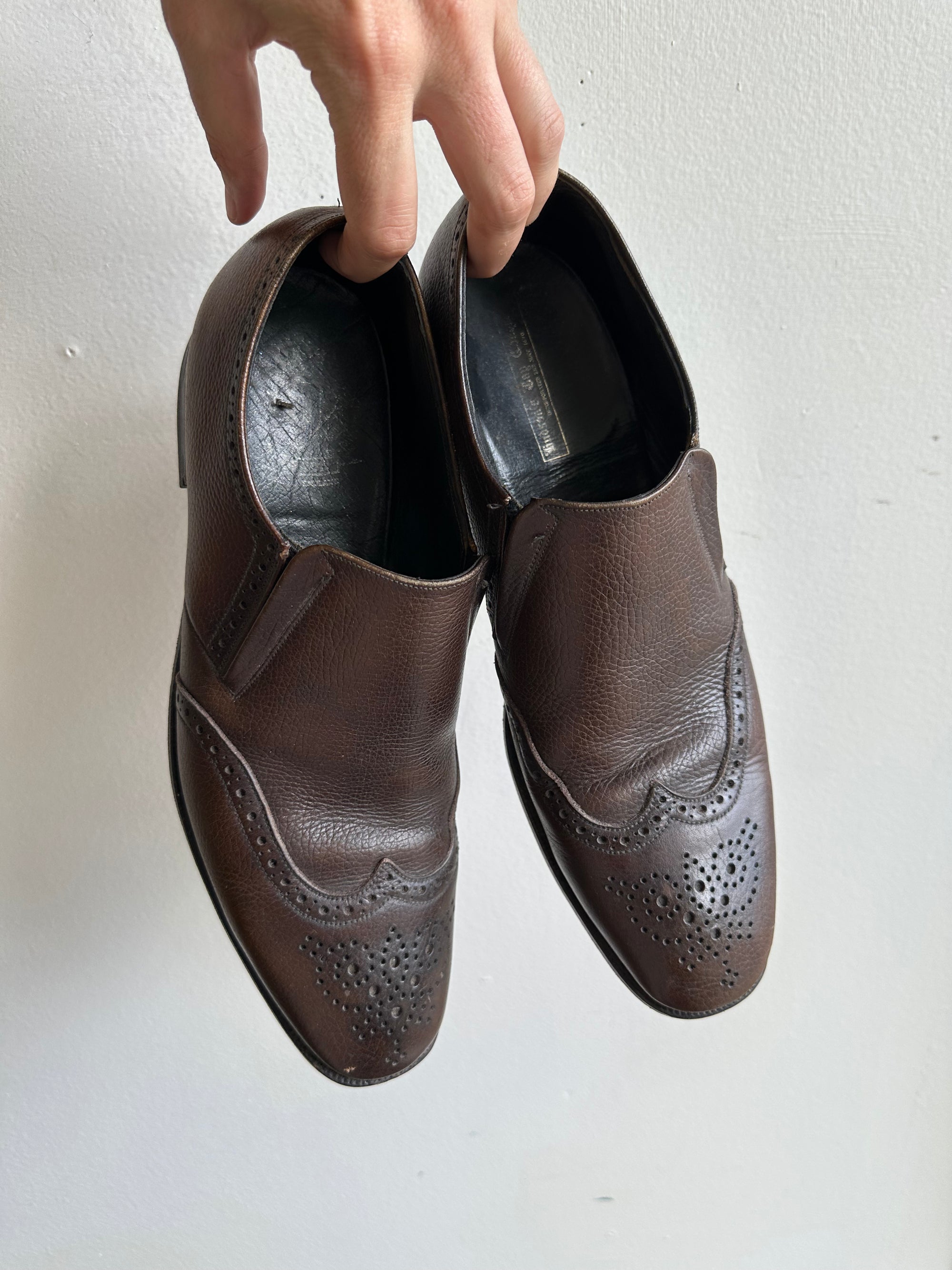 Vintage Dark Brown Leather Dress Loafer | Size Mens 9.5