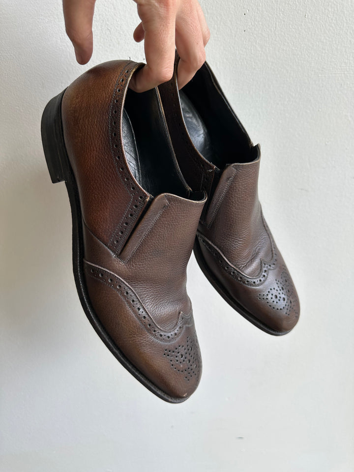 Vintage Dark Brown Leather Dress Loafer | Size Mens 9.5