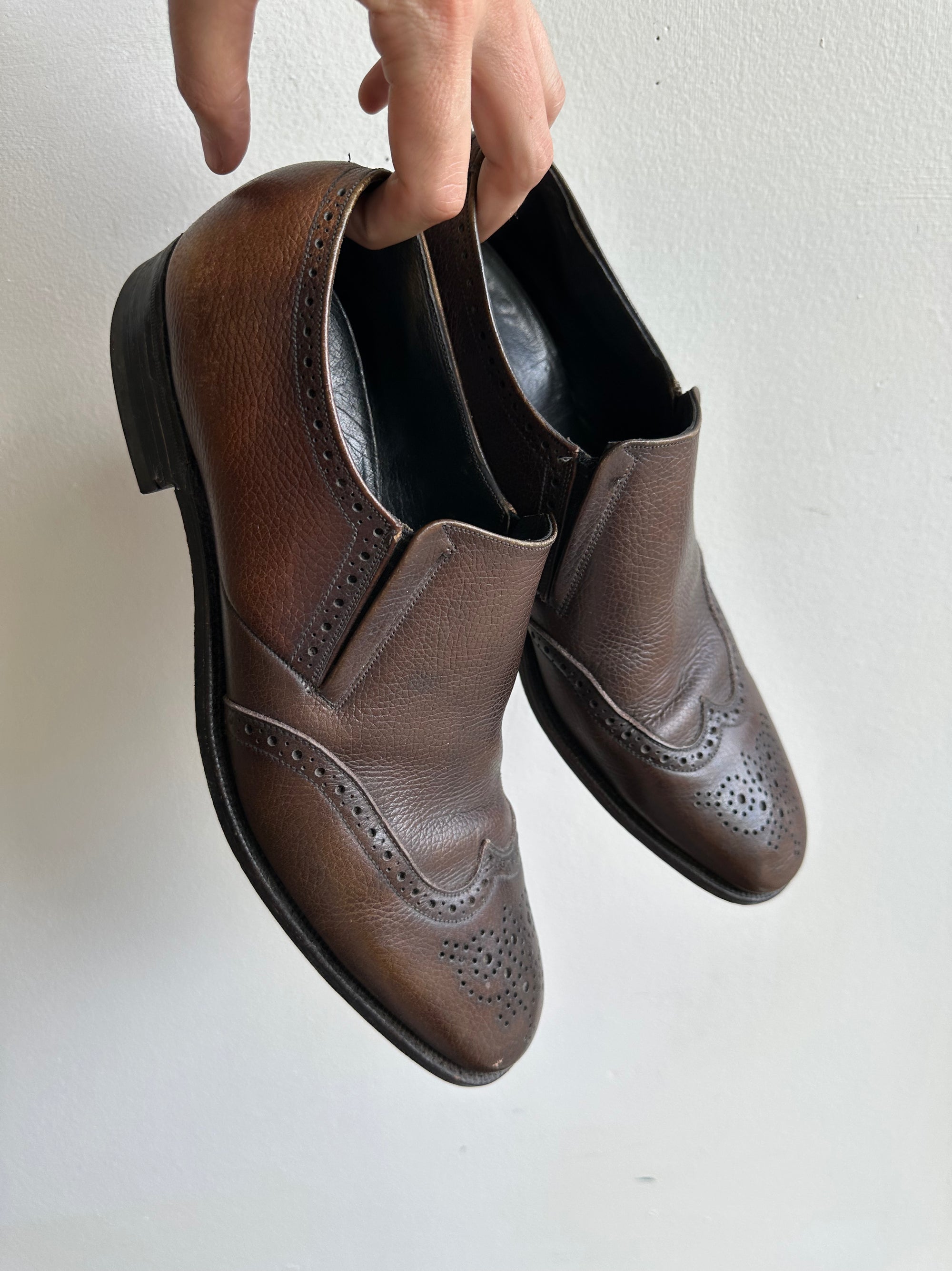 Vintage Dark Brown Leather Dress Loafer | Size Mens 9.5