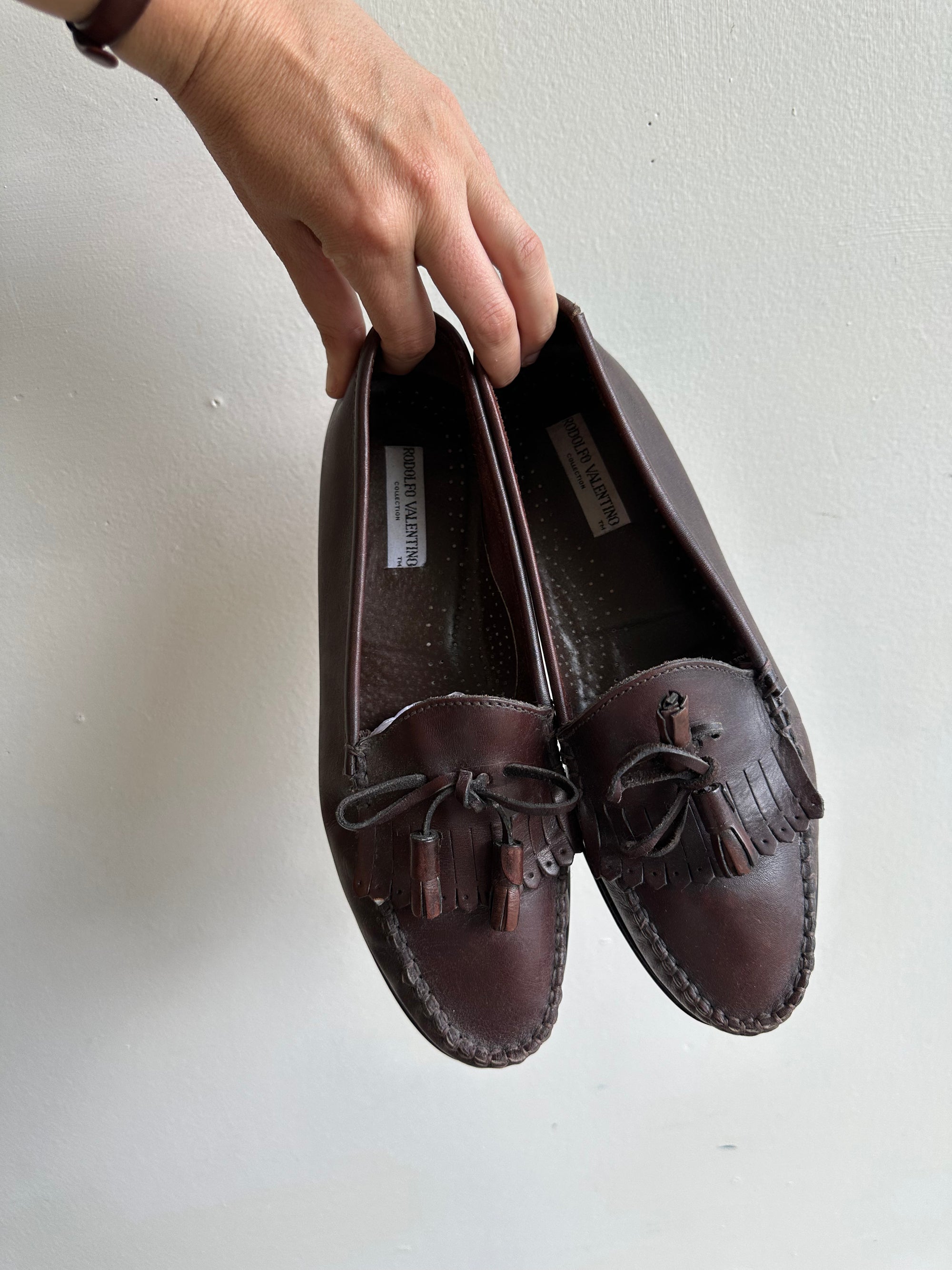 Vintage Rodolfo Valentino Dark Brown Tassle Loafers | Men’s Size 9