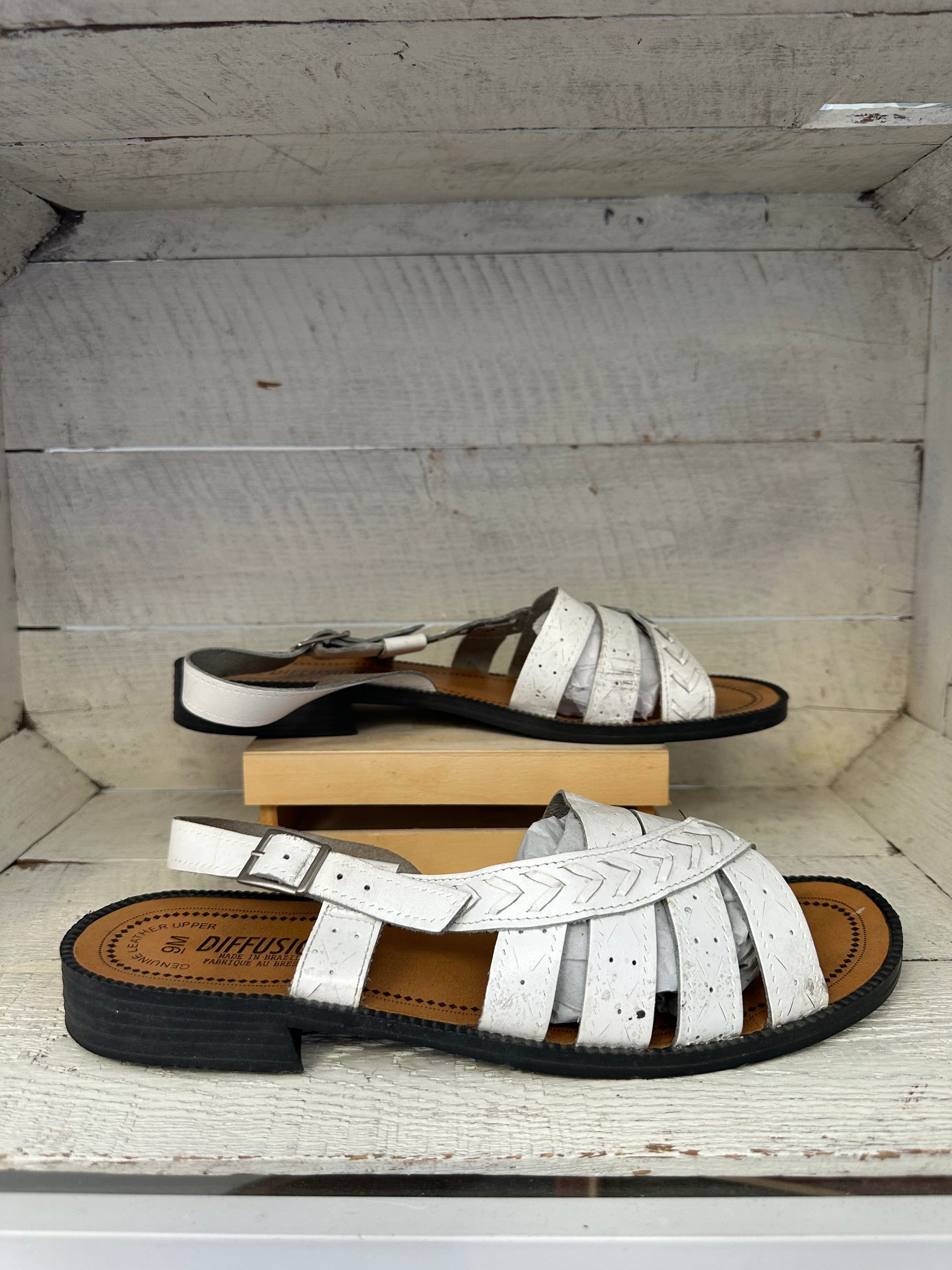 Vintage White Leather Strappy Sandals | Size Women’s 9