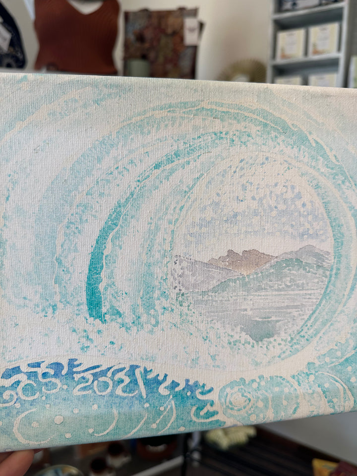 Gay Saunders Original Water Colour Canvas | In the Curl Of The Wave