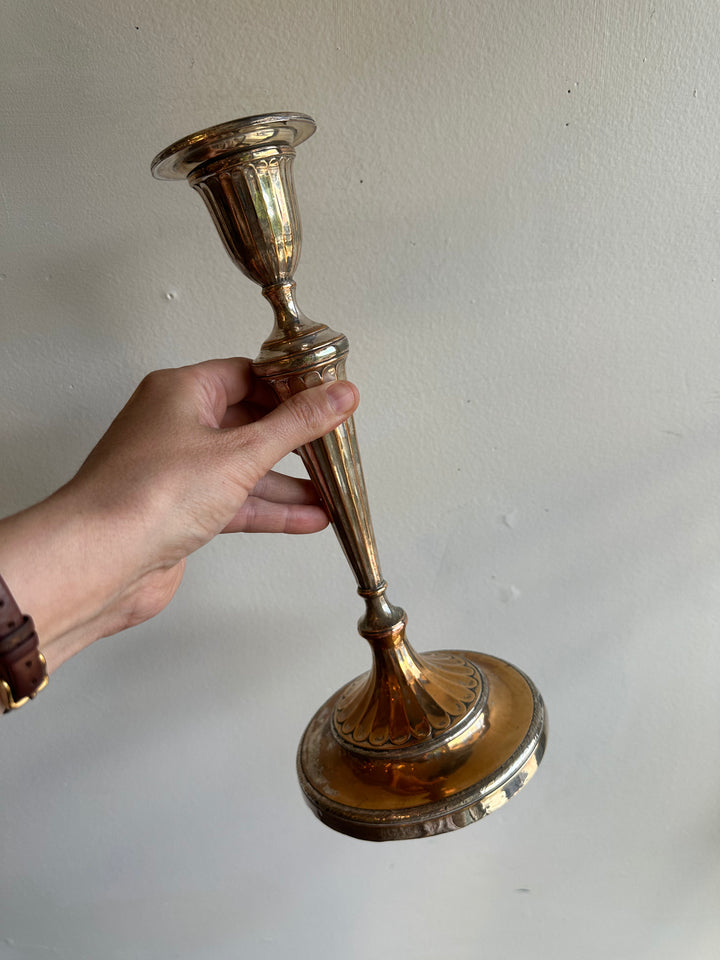 Vintage Silver-Plated Fluted Candlestick Pair