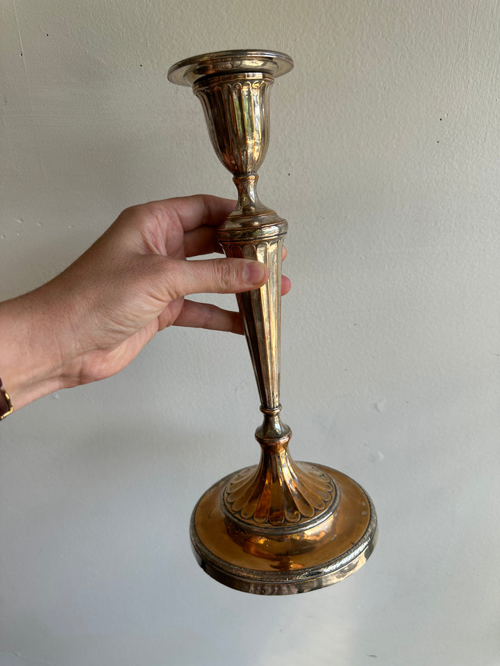 Vintage Silver-Plated Fluted Candlestick Pair