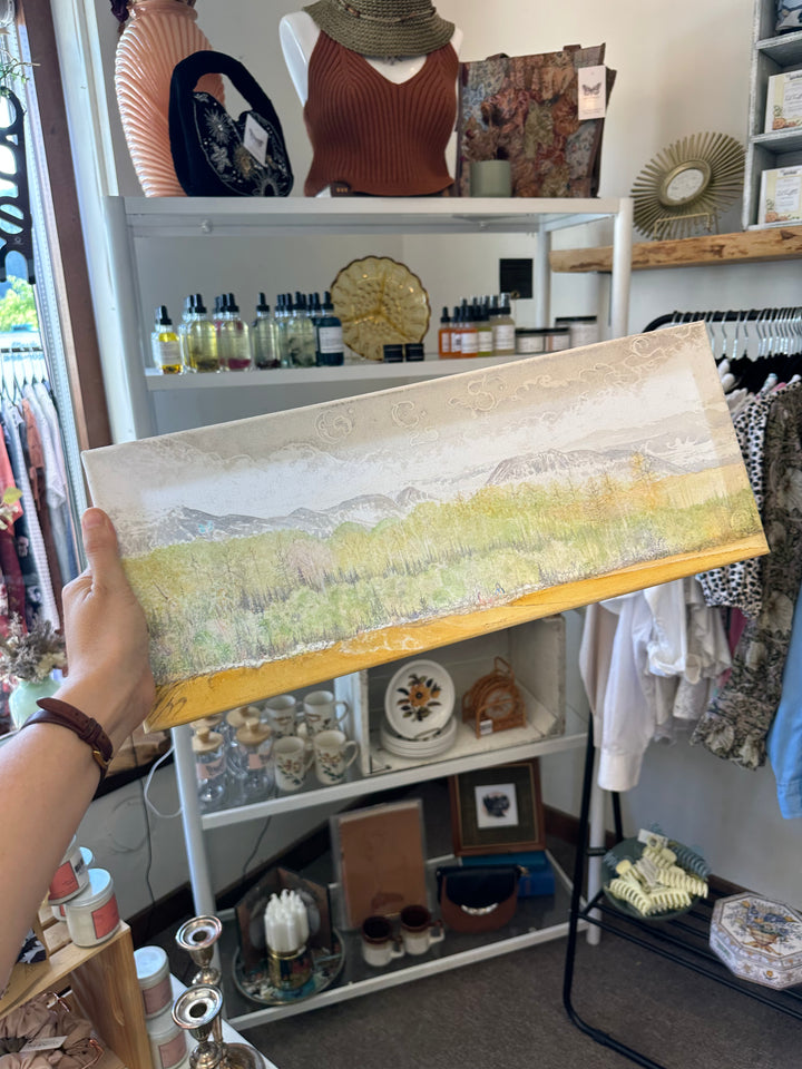 Gay Saunders Original Water Colour Canvas | Spring Time in The Rockies