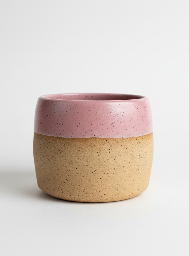 Earth to Ember | Handmade Speckled Stone Wide Tumbler | Pink