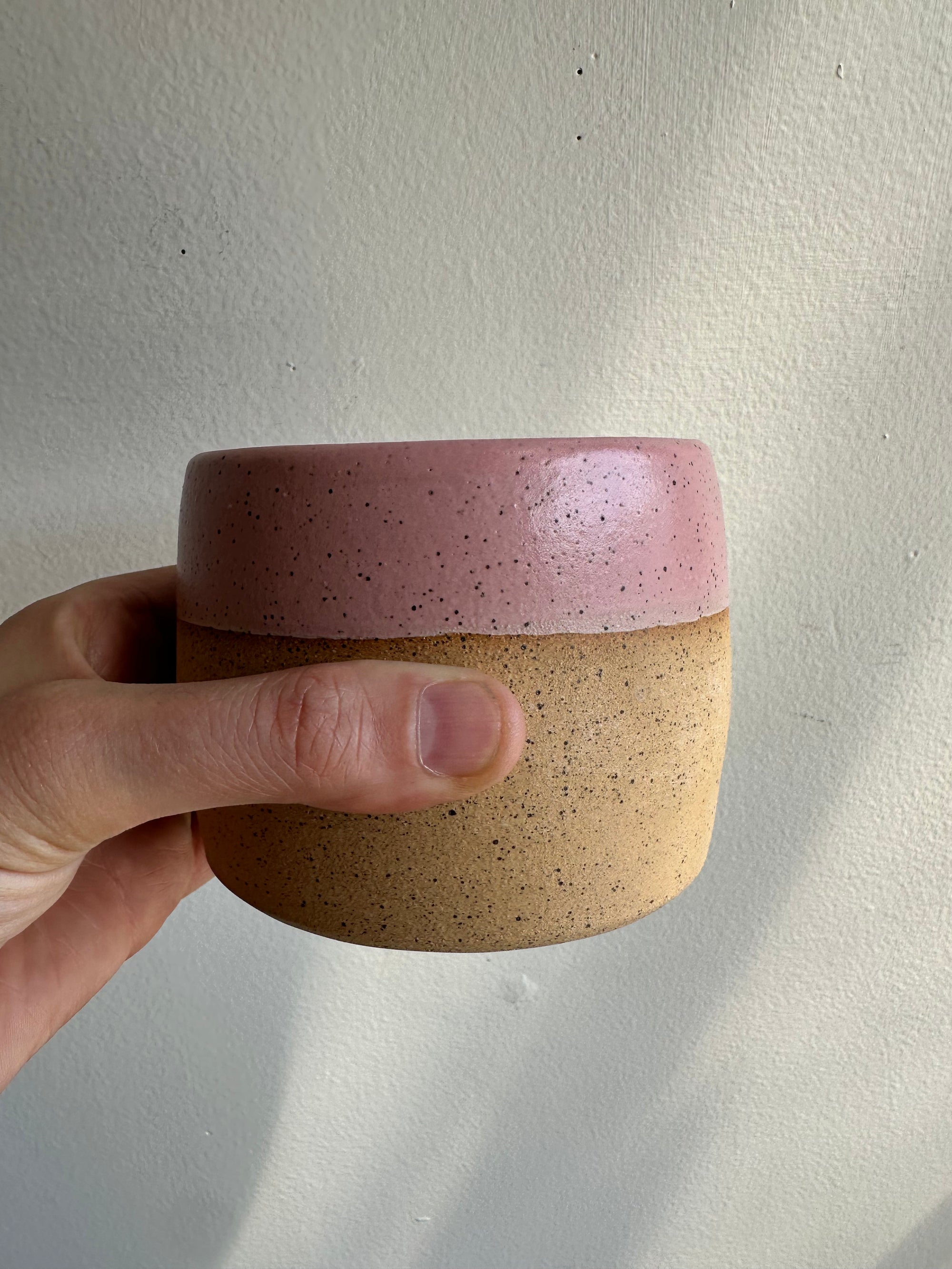 Earth to Ember | Handmade Speckled Stone Wide Tumbler | Pink