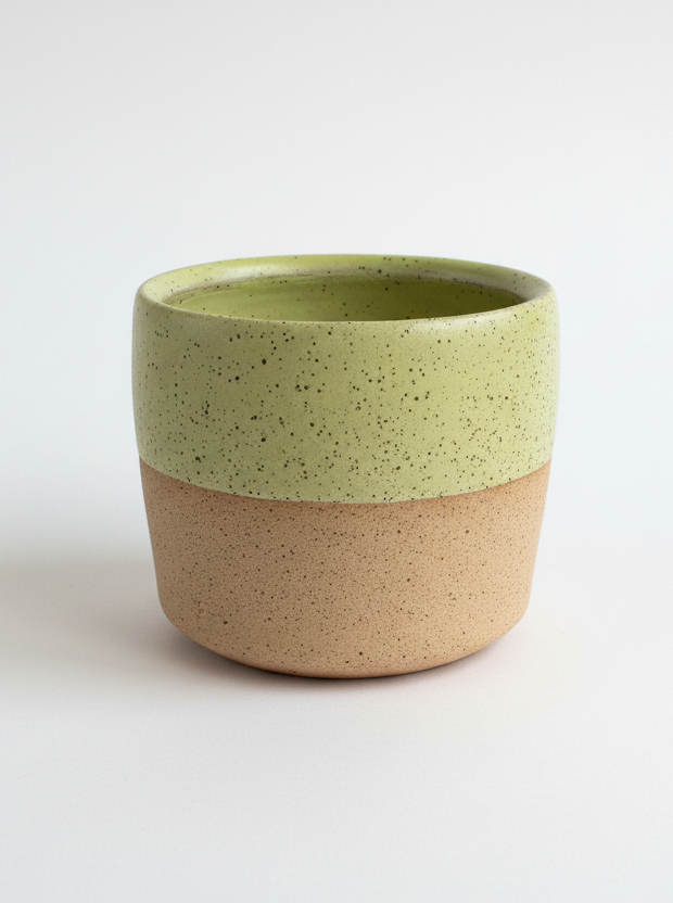 Earth to Ember | Handmade Speckled Stone Wide Tumbler | Lime