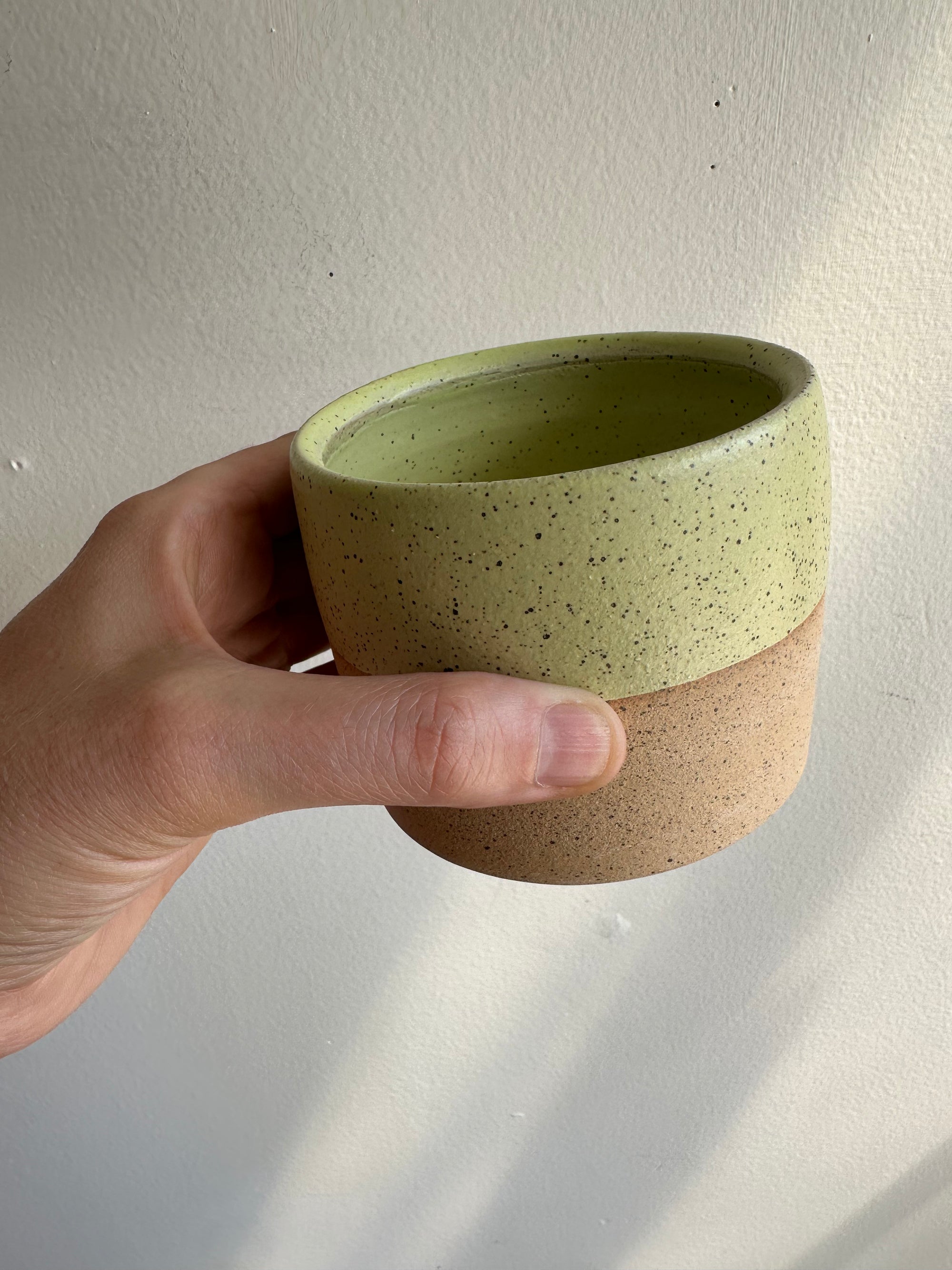 Earth to Ember | Handmade Speckled Stone Wide Tumbler | Lime