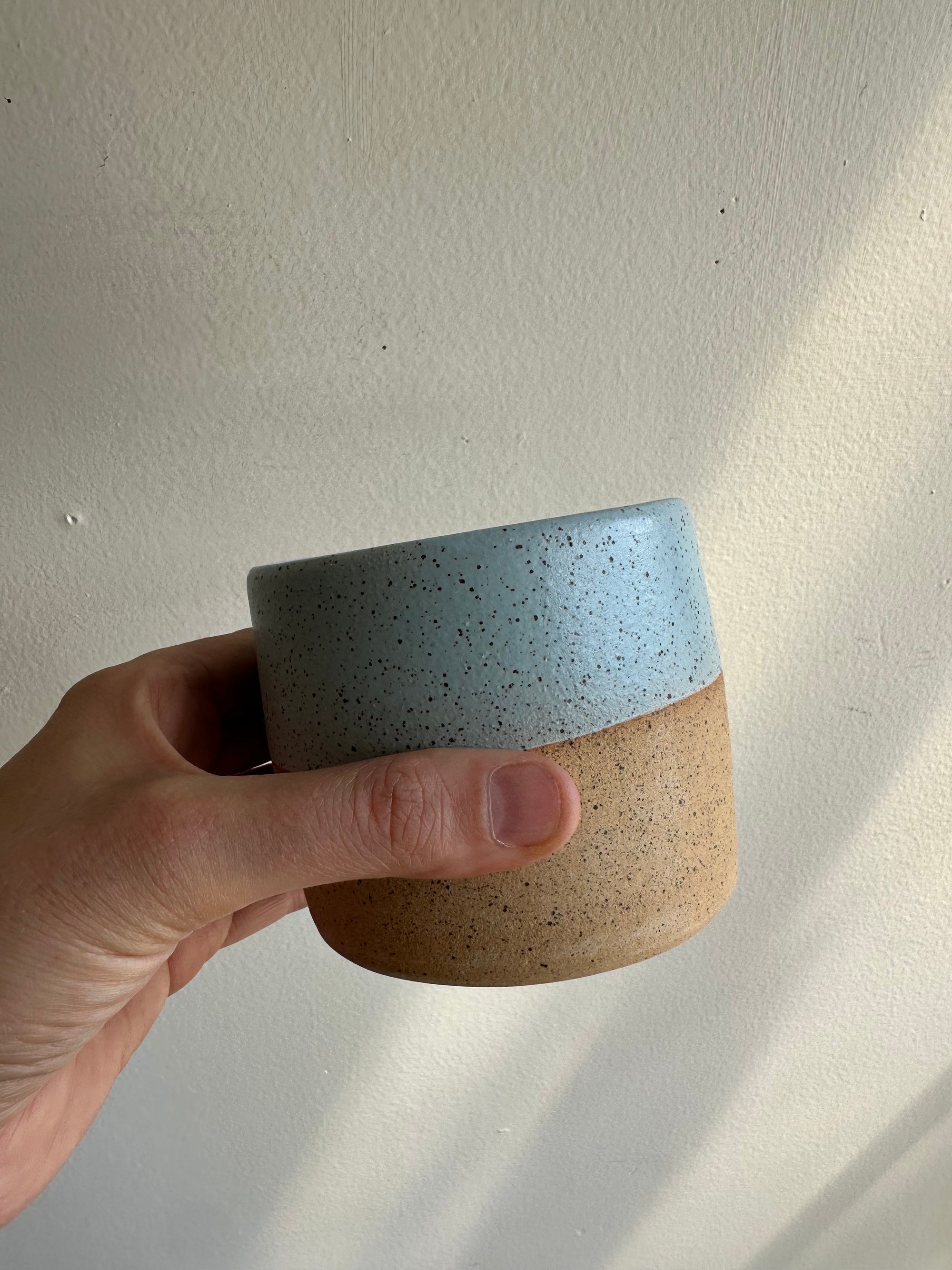 Earth to Ember | Handmade Speckled Stone Wide Tumbler | Blue