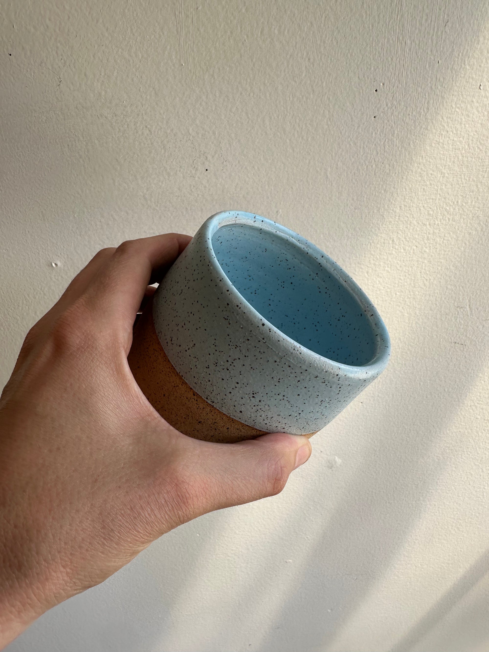 Earth to Ember | Handmade Speckled Stone Wide Tumbler | Blue