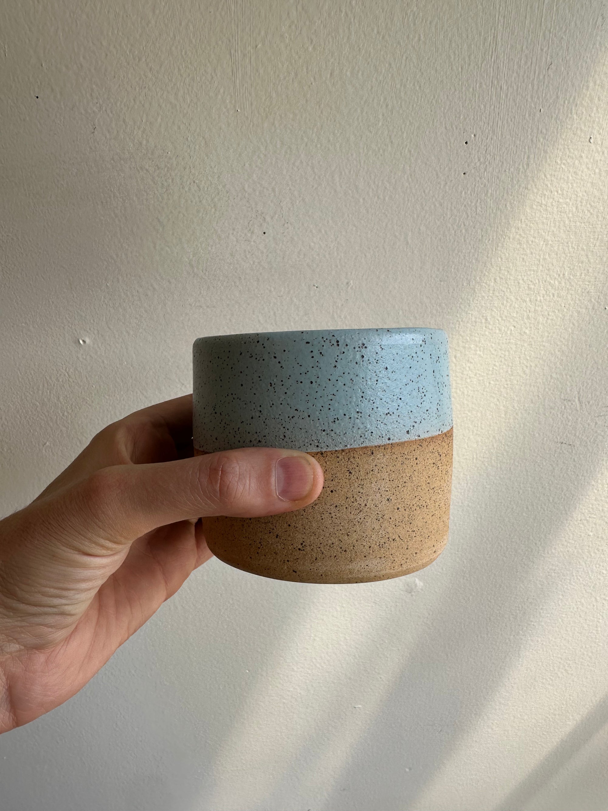 Earth to Ember | Handmade Speckled Stone Wide Tumbler | Blue