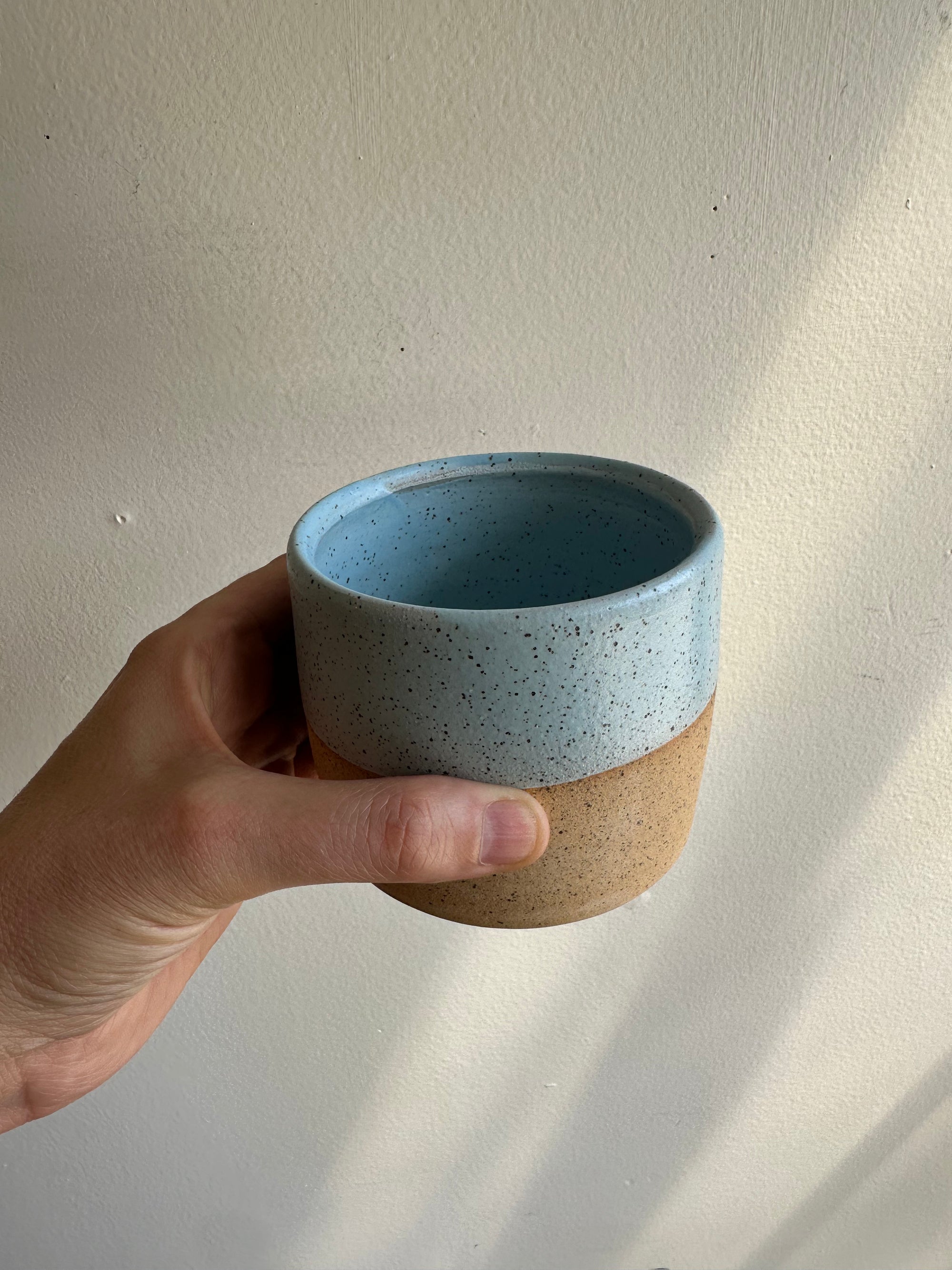 Earth to Ember | Handmade Speckled Stone Wide Tumbler | Blue