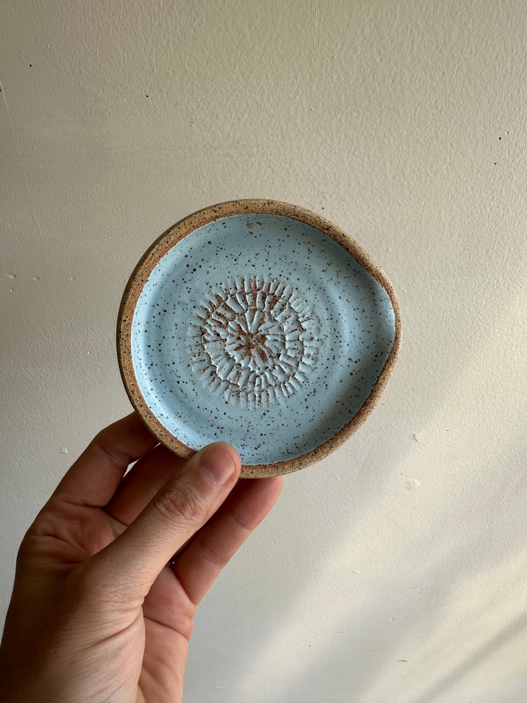 Earth to Ember | Handmade Speckled Stone Garlic Grater Dish | Blue