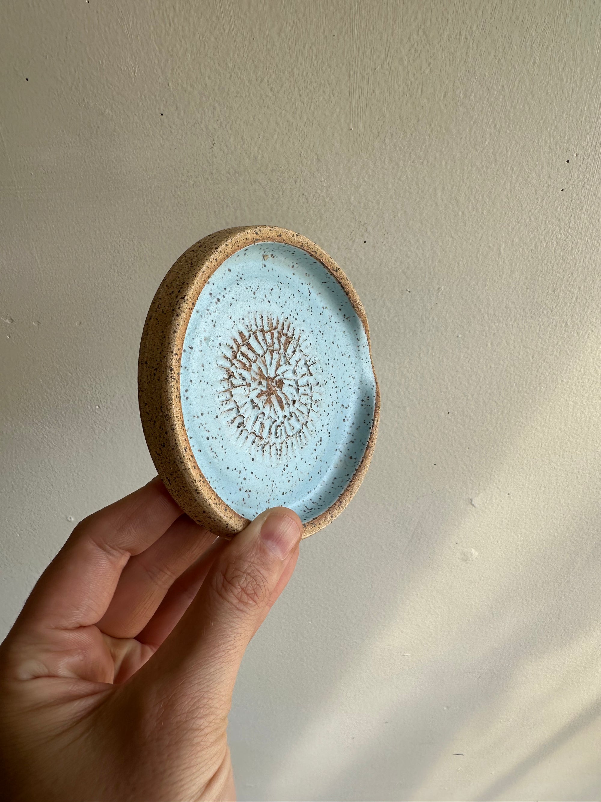 Earth to Ember | Handmade Speckled Stone Garlic Grater Dish | Blue