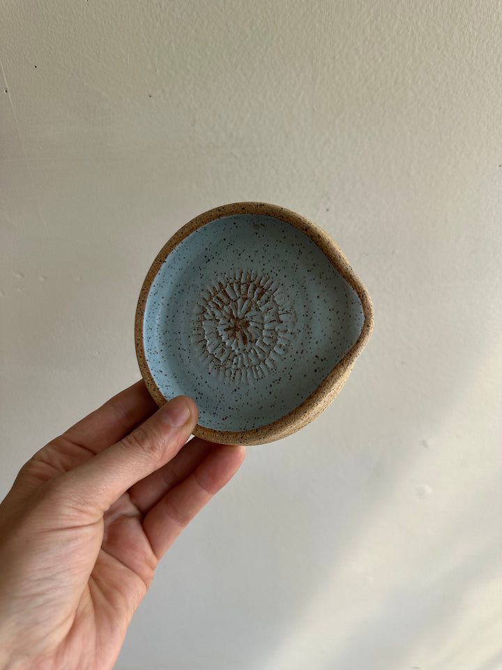 Earth to Ember | Handmade Speckled Stone Garlic Grater Dish | Blue