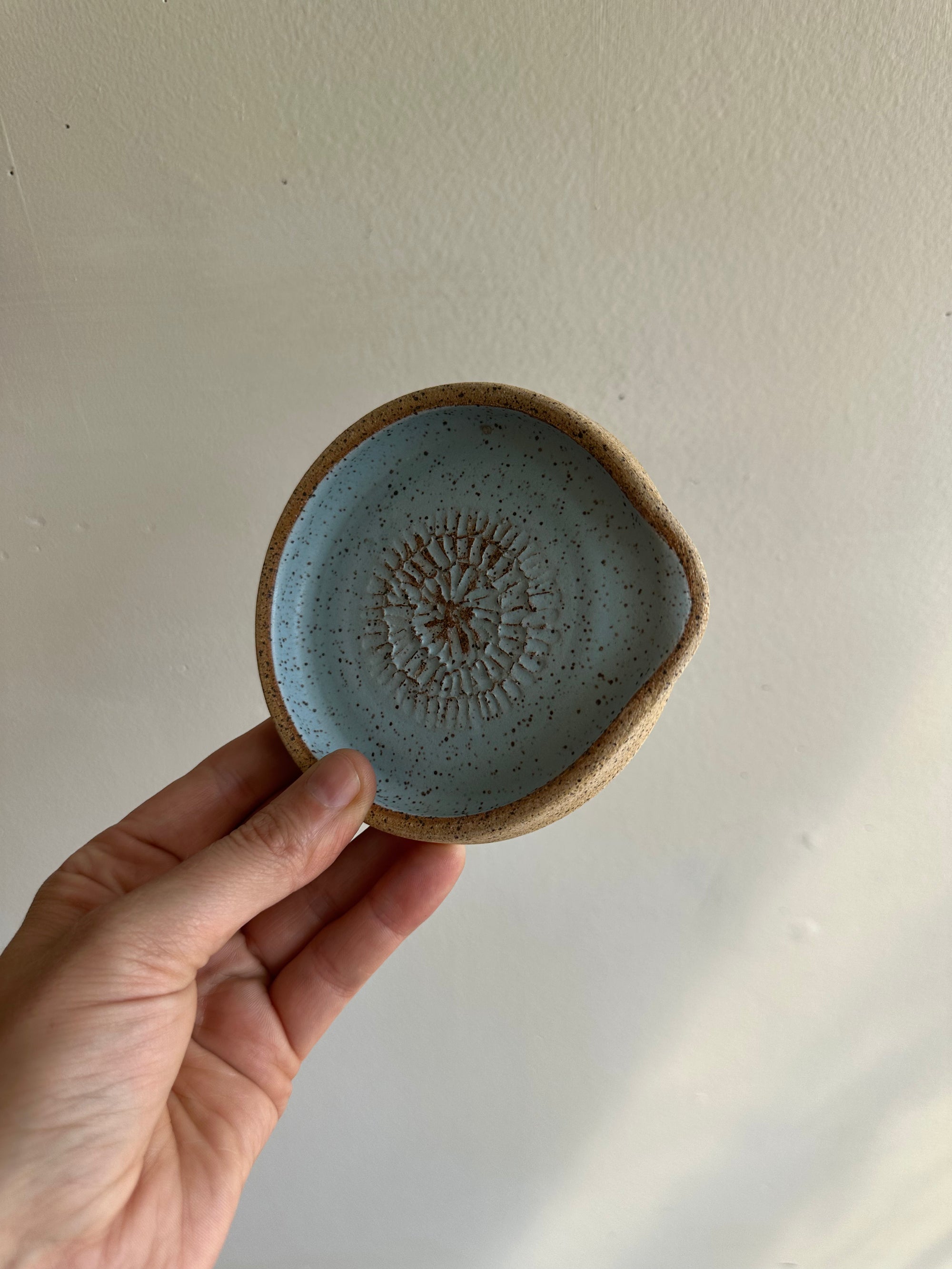 Earth to Ember | Handmade Speckled Stone Garlic Grater Dish | Blue
