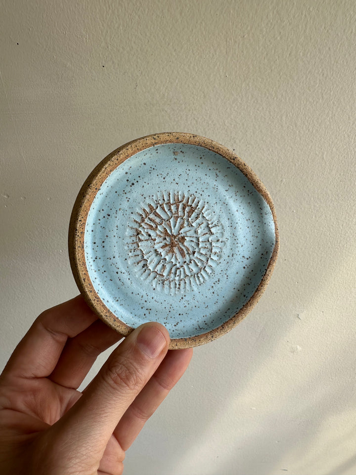 Earth to Ember | Handmade Speckled Stone Garlic Grater Dish | Blue