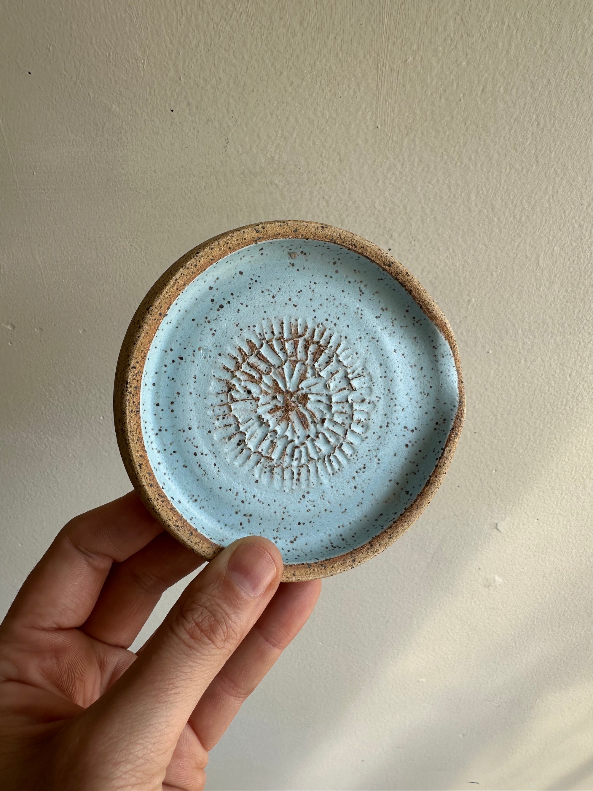 Earth to Ember | Handmade Speckled Stone Garlic Grater Dish | Blue