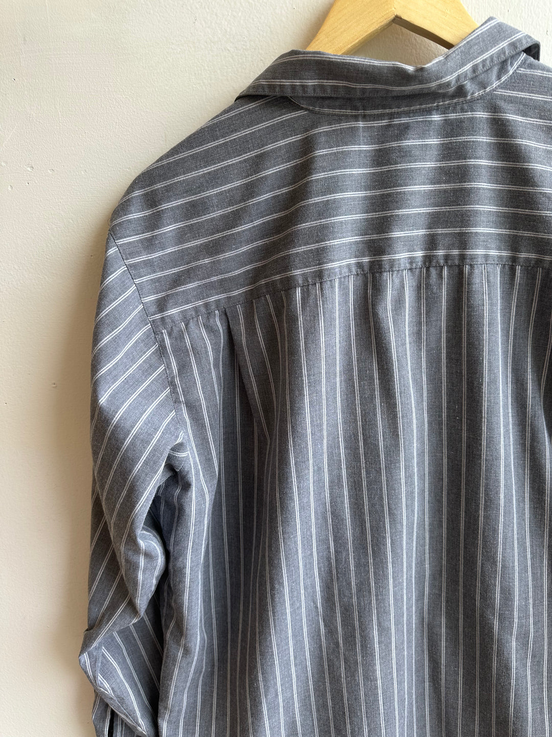 Vintage Cotton Stripe Button-Up | Charcoal + White | Size Extra Large