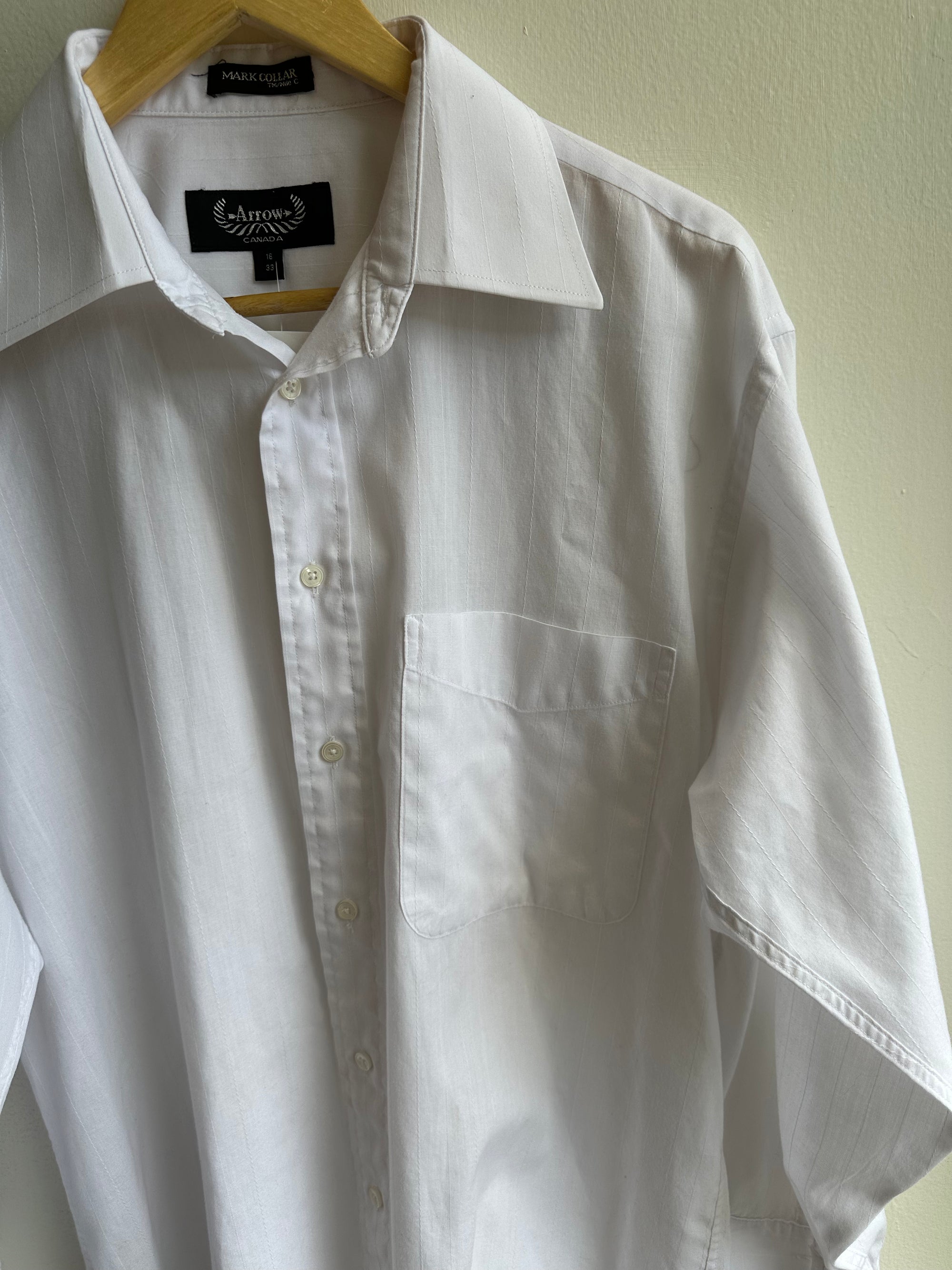 Vintage Arrow White Dress Shirt | French Cuff Classic | Size 16/33