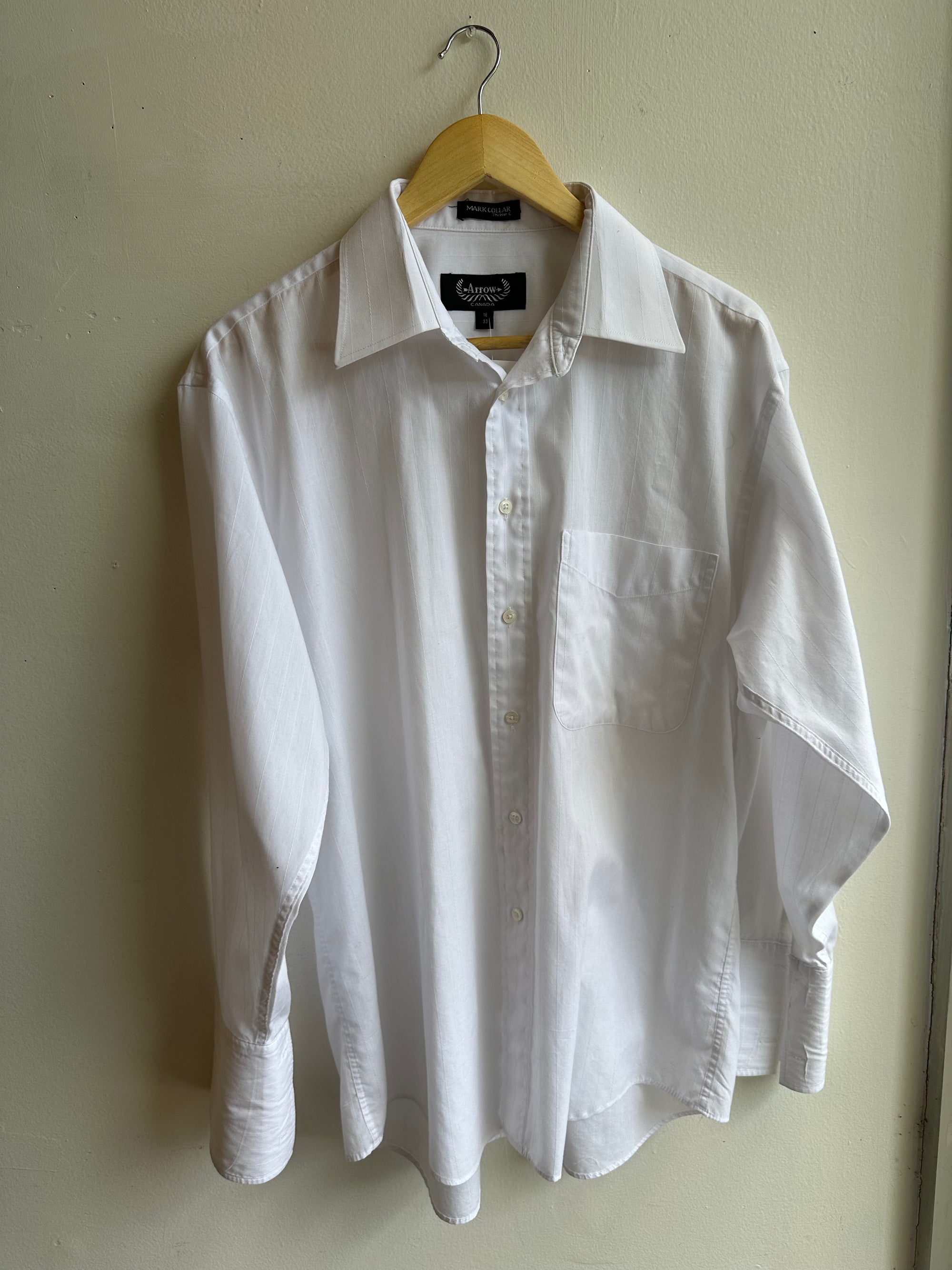 Vintage Arrow White Dress Shirt | French Cuff Classic | Size 16/33