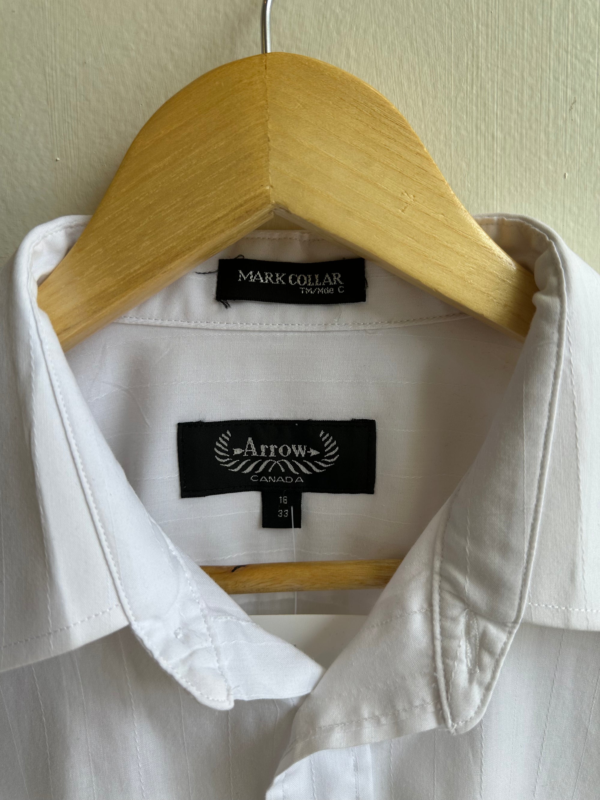 Vintage Arrow White Dress Shirt | French Cuff Classic | Size 16/33