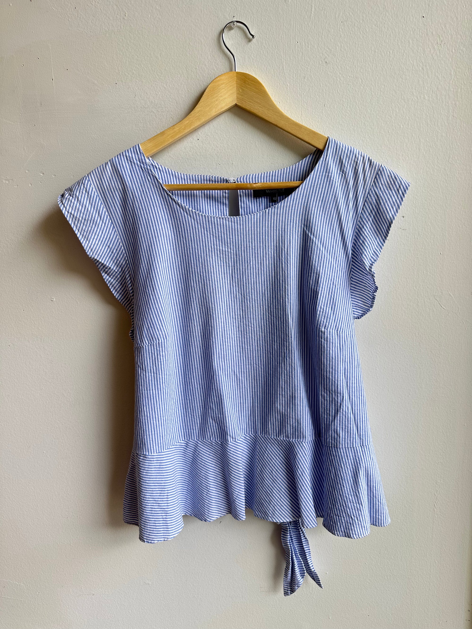 Seaside Stripe Peplum Top | Tie-Back Detail | Size 16