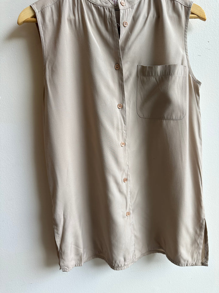 Vintage Desert Dusk Sleeveless Blouse | Sandstone | Size Medium