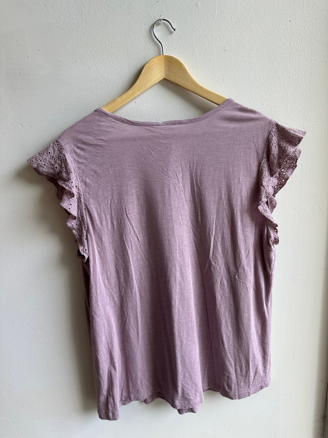 Lavender Lace Flutter Tee | Soft & Feminine | Size Large