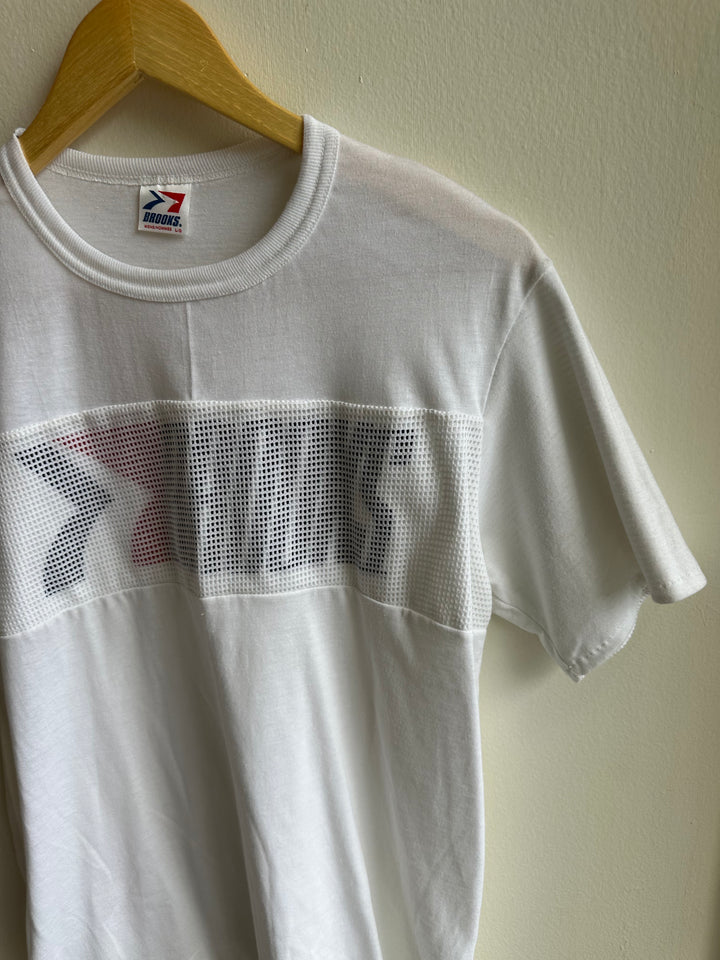 Vintage Brooks Mesh Panel Tee – White Performance Classic | Size Mens Large