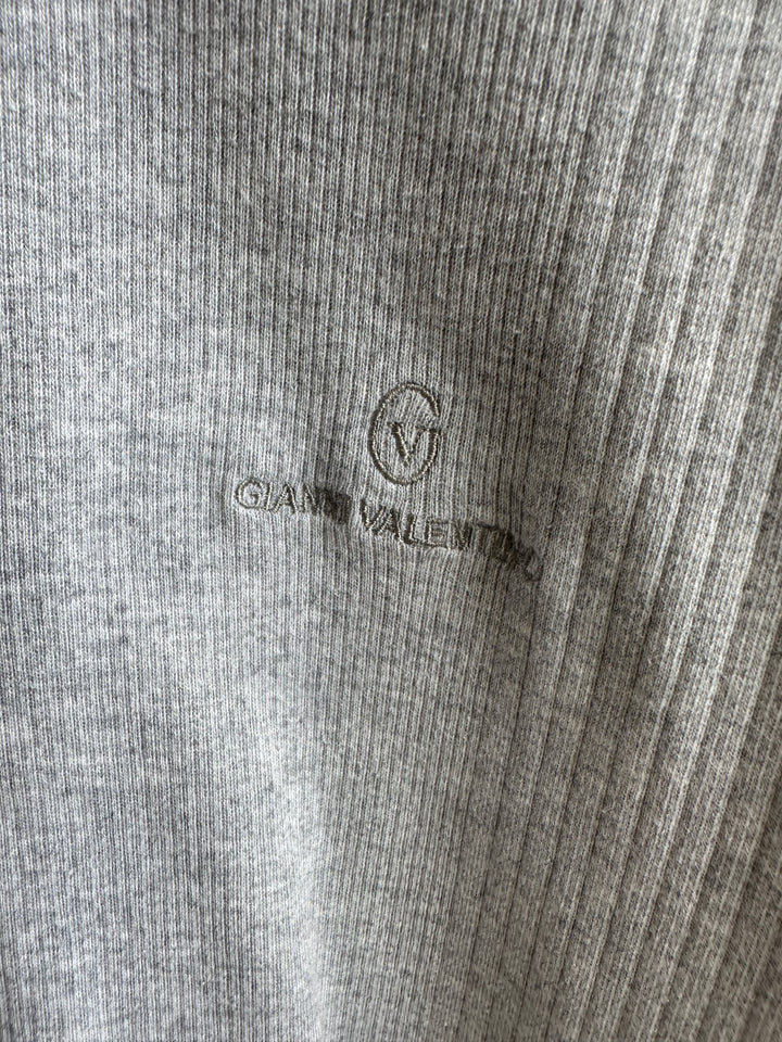 Vintage Gianni Valentino Polo – Grey Ribbed Knit | Size XL