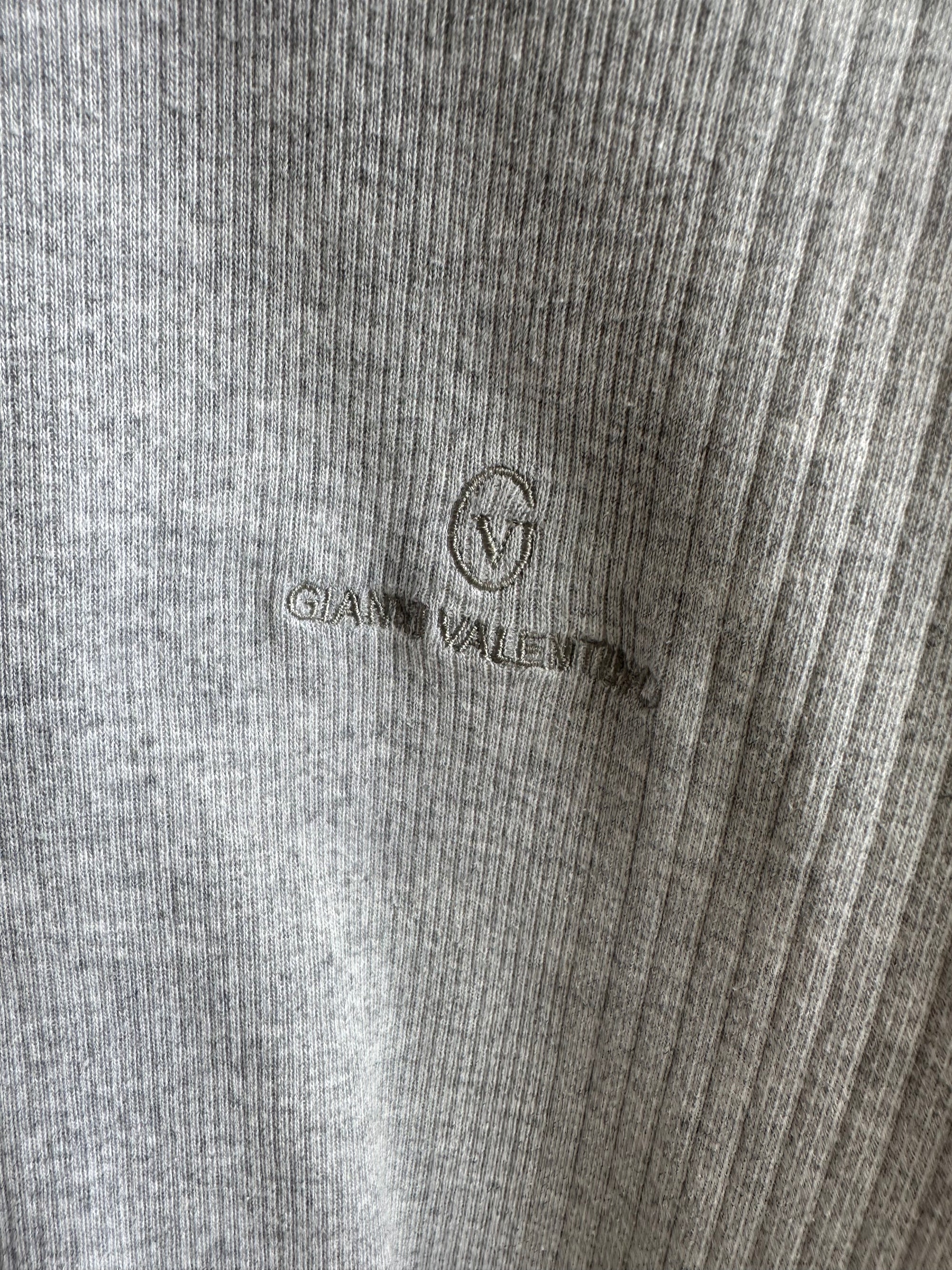 Vintage Gianni Valentino Polo – Grey Ribbed Knit | Size XL